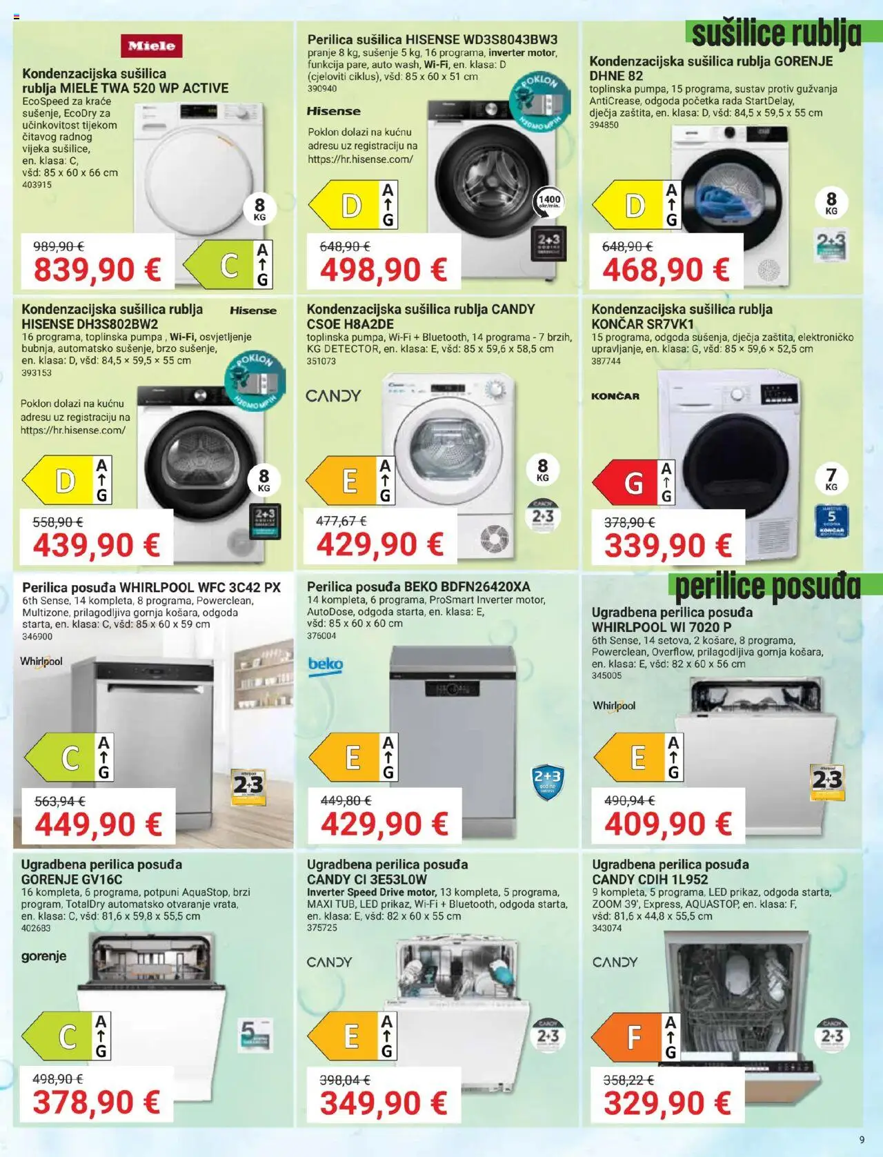 Pevex katalog | vrijedi od 28.08.2025 | Stranica: 9 | Proizvodi: Perilica posuđa, Sušilica
