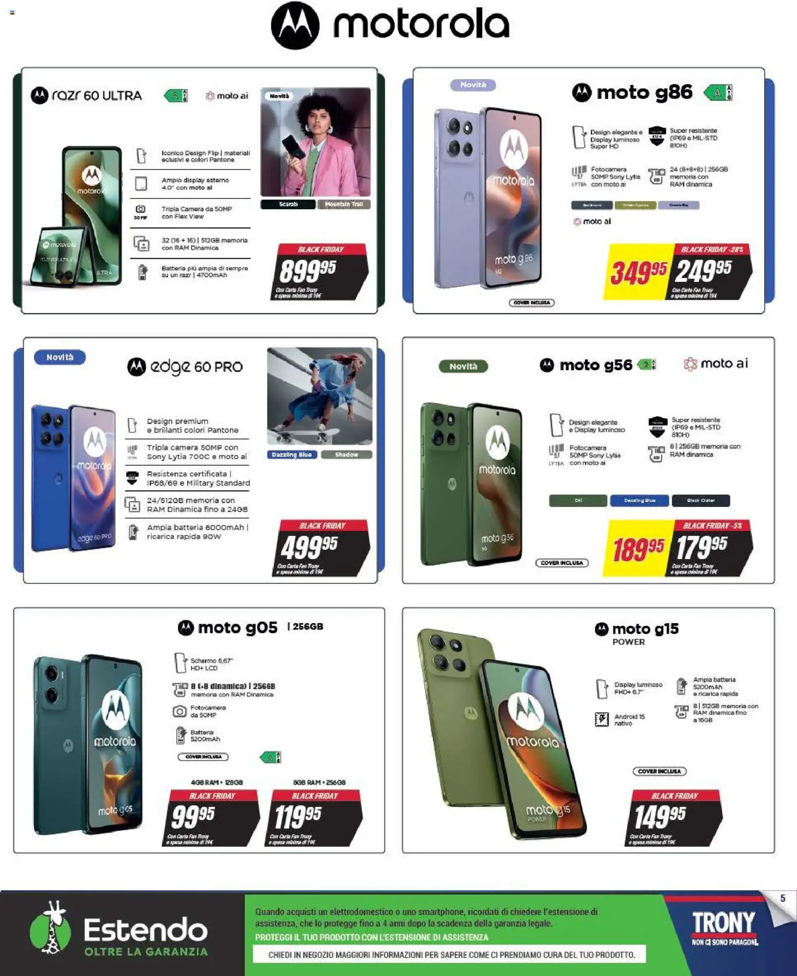 Volantino Trony del 25.11.2025 | Pagina: 5 | Prodotti: Schermo, Fotocamera, Batteria