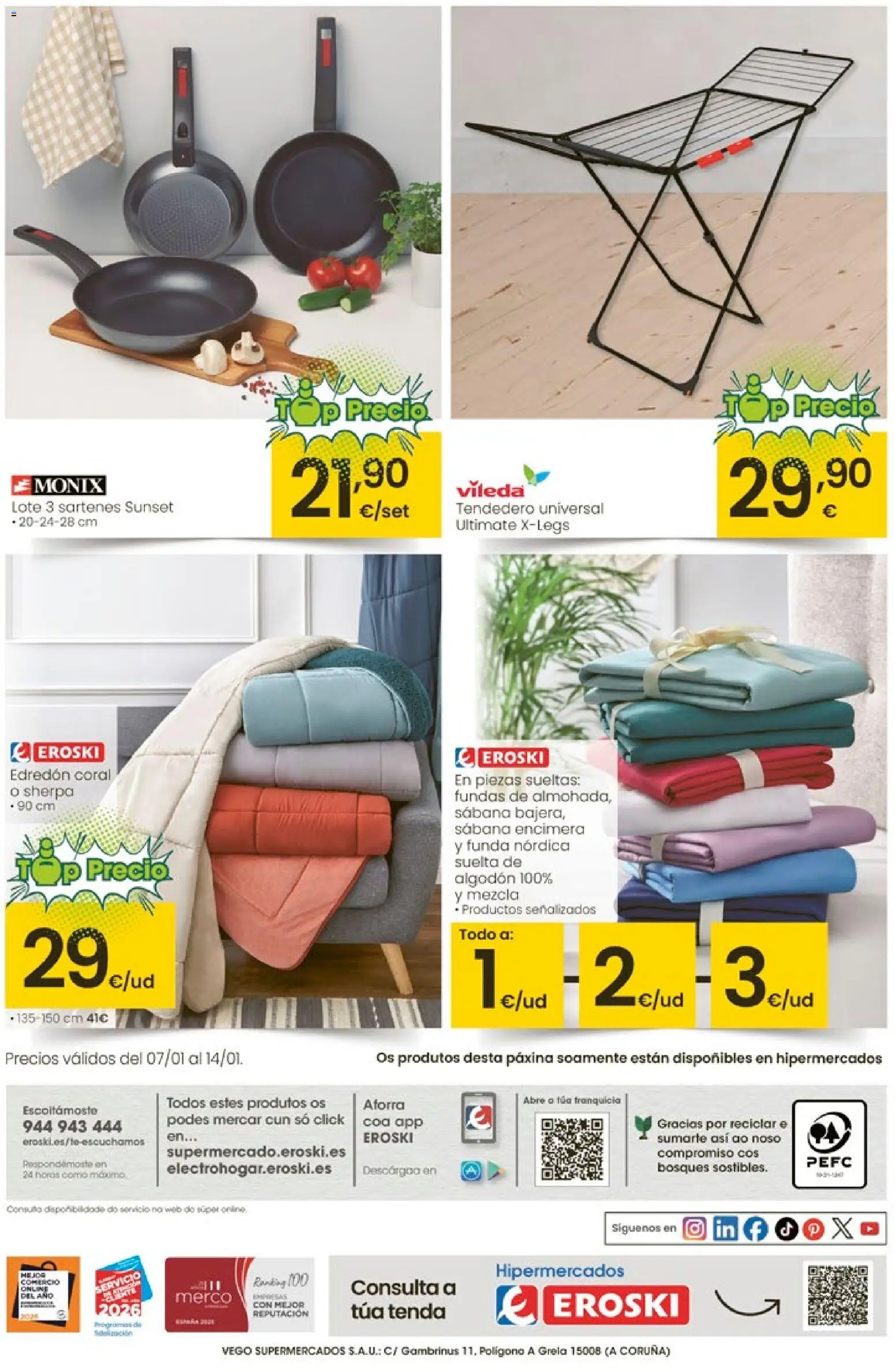 Eroski - Para un xaneiro máis lixeiro │ válido desde el 05.01.2026 | Página: 48 | Productos: Edredón, Tendedero, Funda