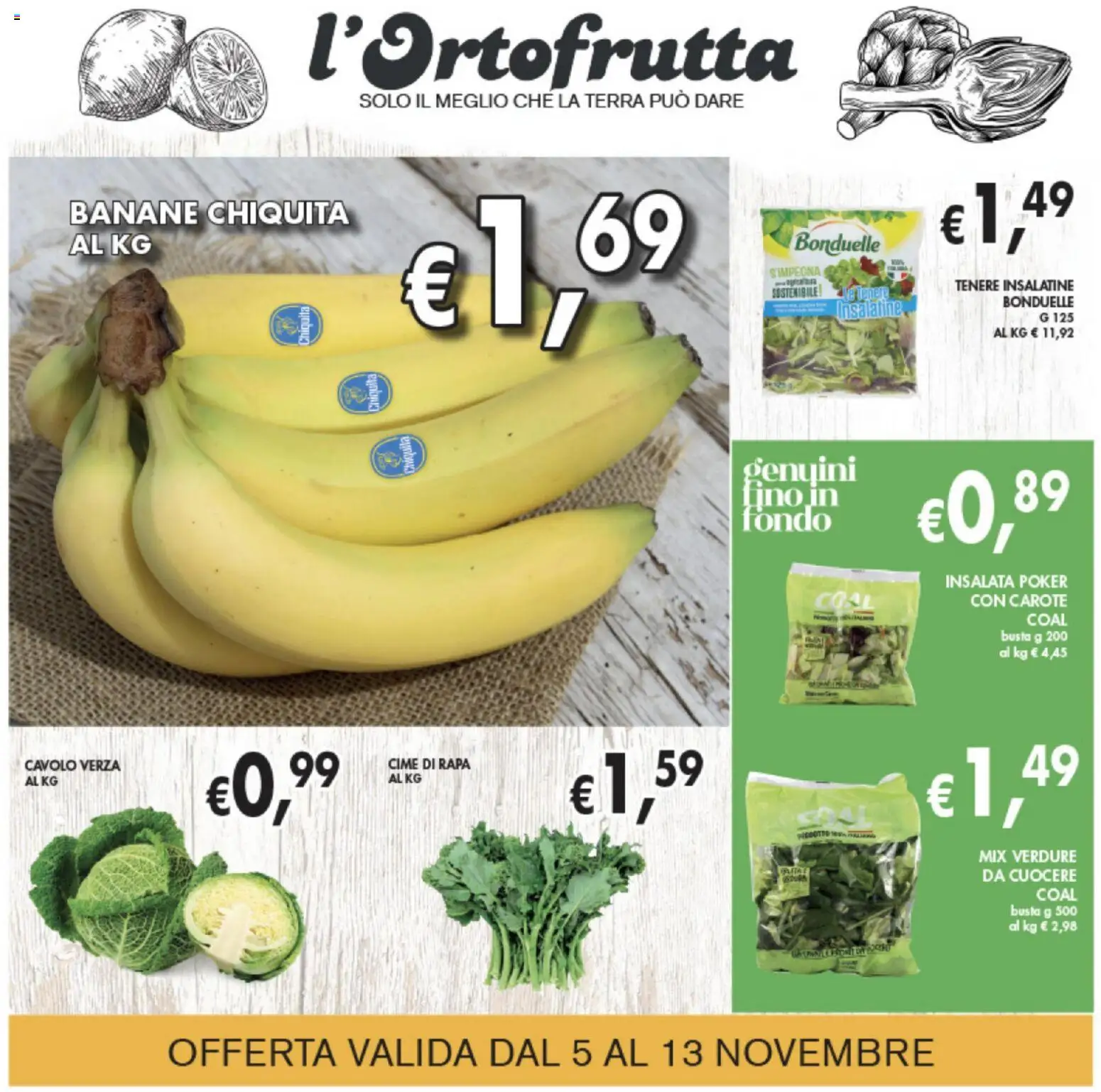 Volantino Coal del 05.11.2025 | Pagina: 3 | Prodotti: Banane, Insalata, Carote, Terra
