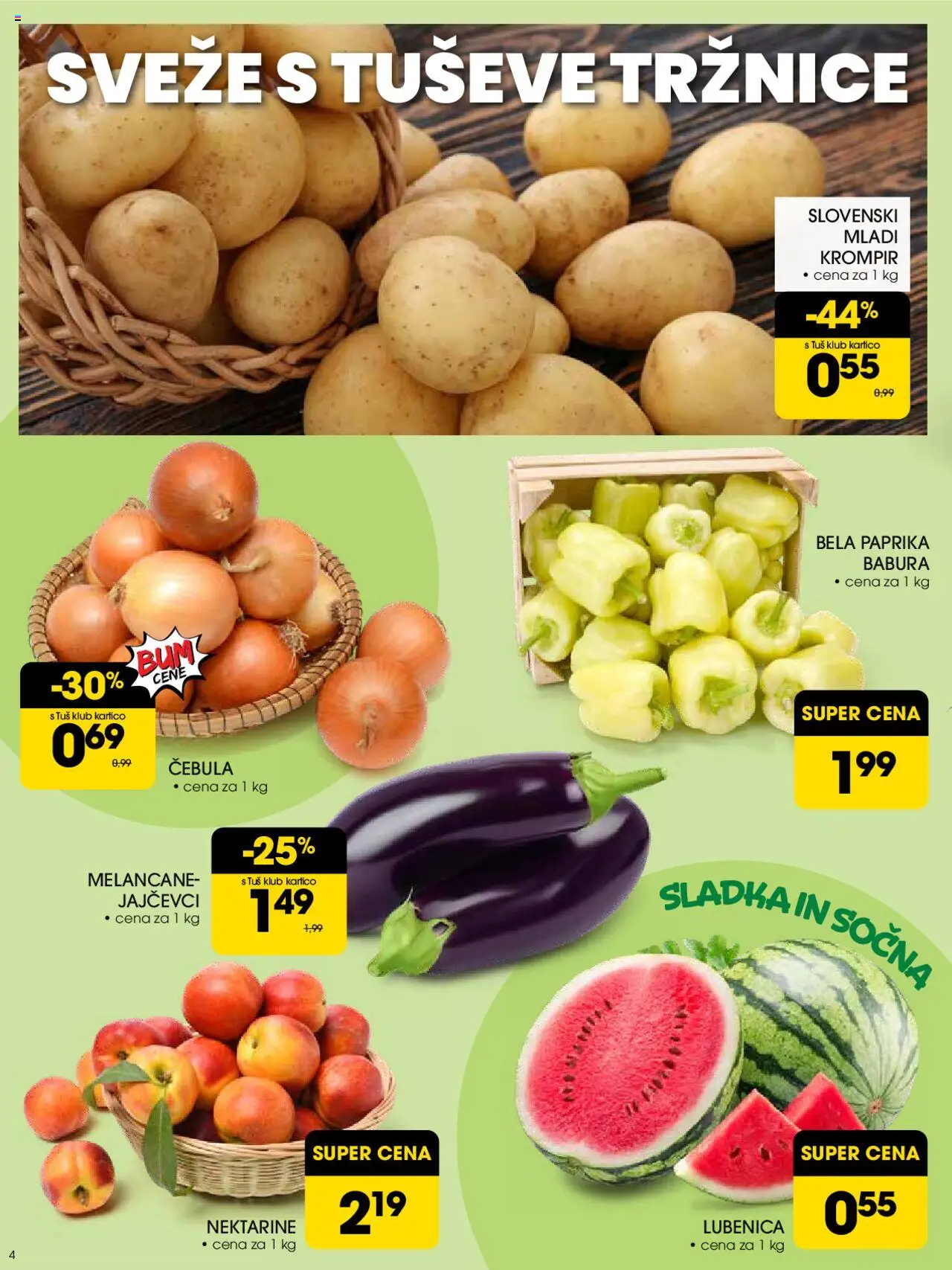 Tuš katalog │ velja od 30.07.2025 | Stran: 4 | Izdelki: Paprika, Krompir, Cebula, Nektarine