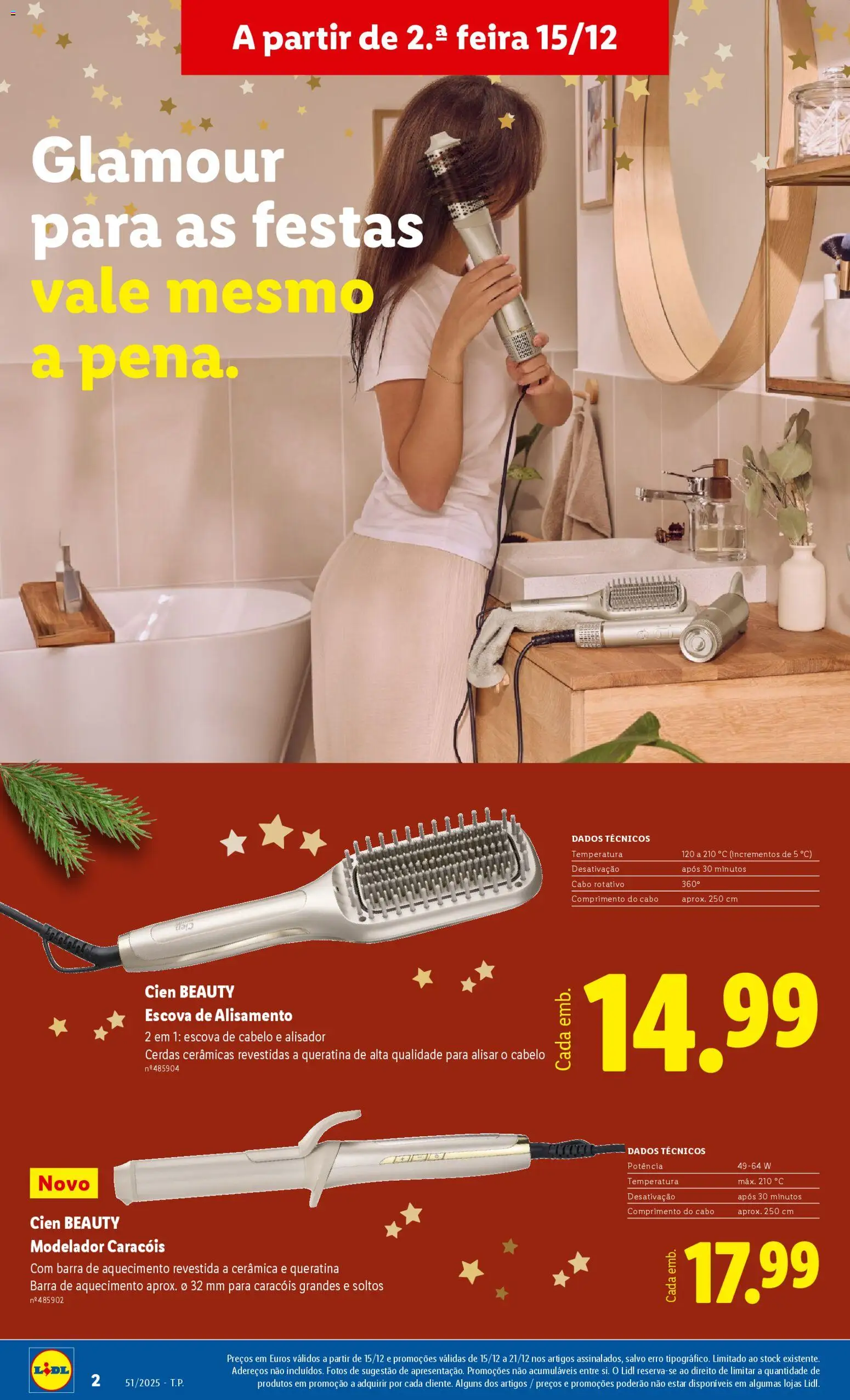 Lidl Novidades │ válido de 15.12.2025 | Página: 2 | Produtos: Cabo, Alisador, Escova de cabelo