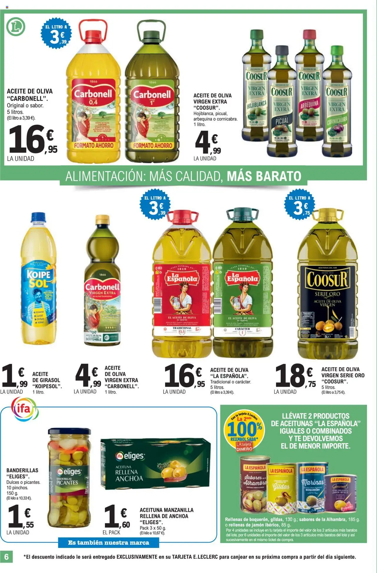 E.Leclerc folleto │ válido desde el 30.07.2025 | Página: 6 | Productos: Aceite, Jamón ibérico, Jamón, Aceite de oliva
