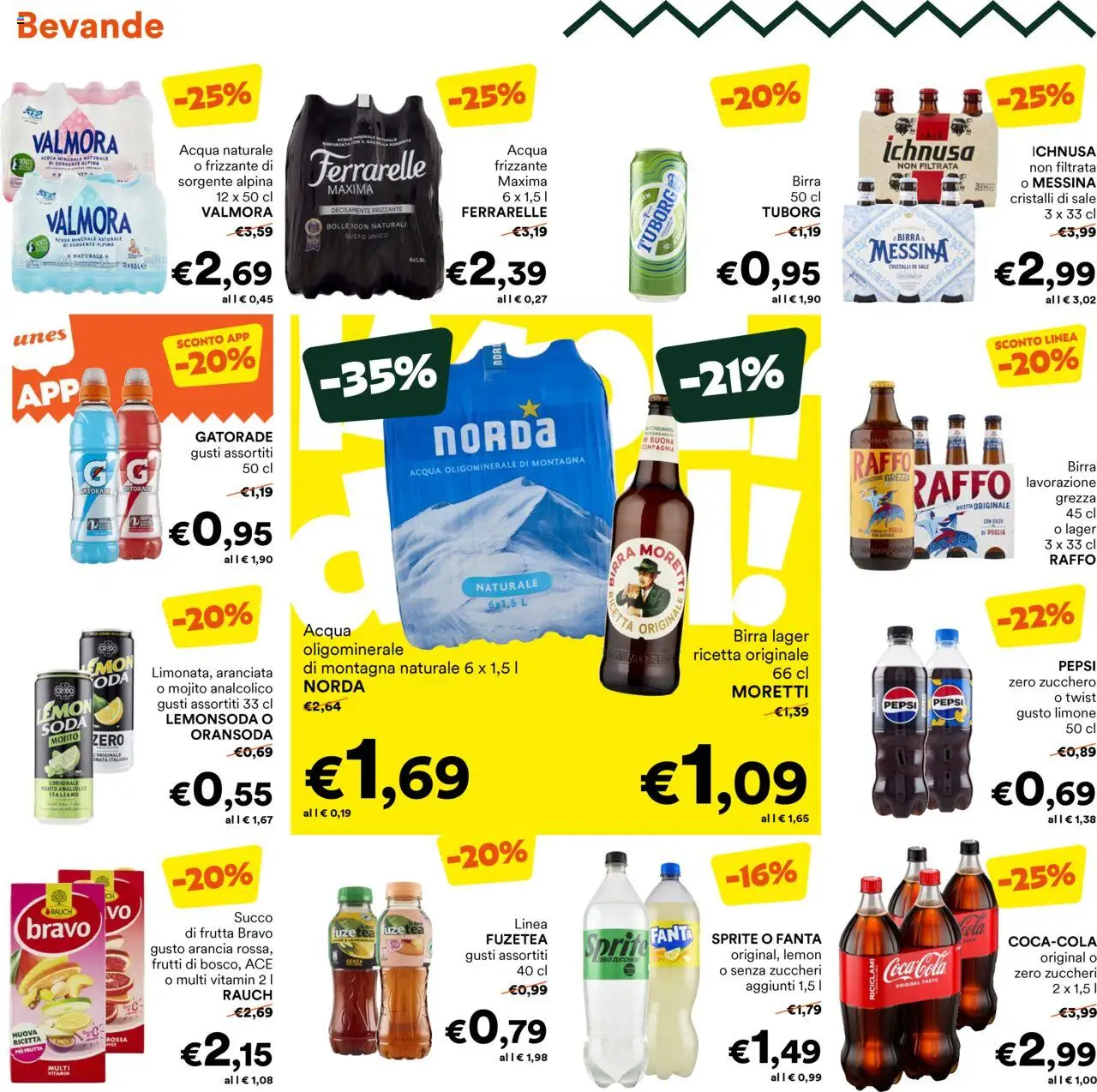 Volantino Unes del 13.08.2025 | Pagina: 12 | Prodotti: Succo, Acqua, Sale, Acqua minerale