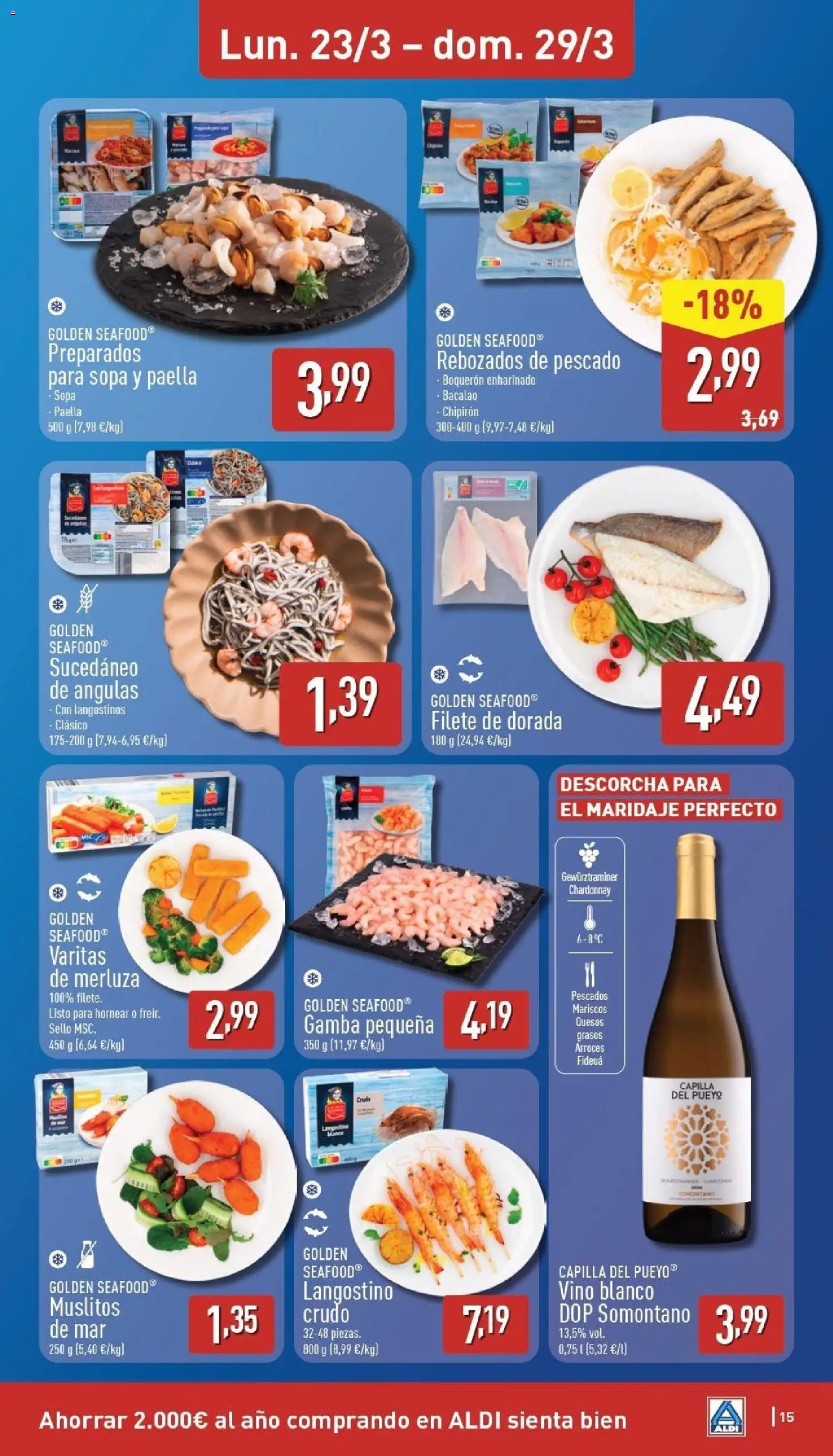 Aldi folleto Canarias │ válido desde el 23.03.2026 | Página: 15 | Productos: Vino, Pescado, Langostino, Gamba