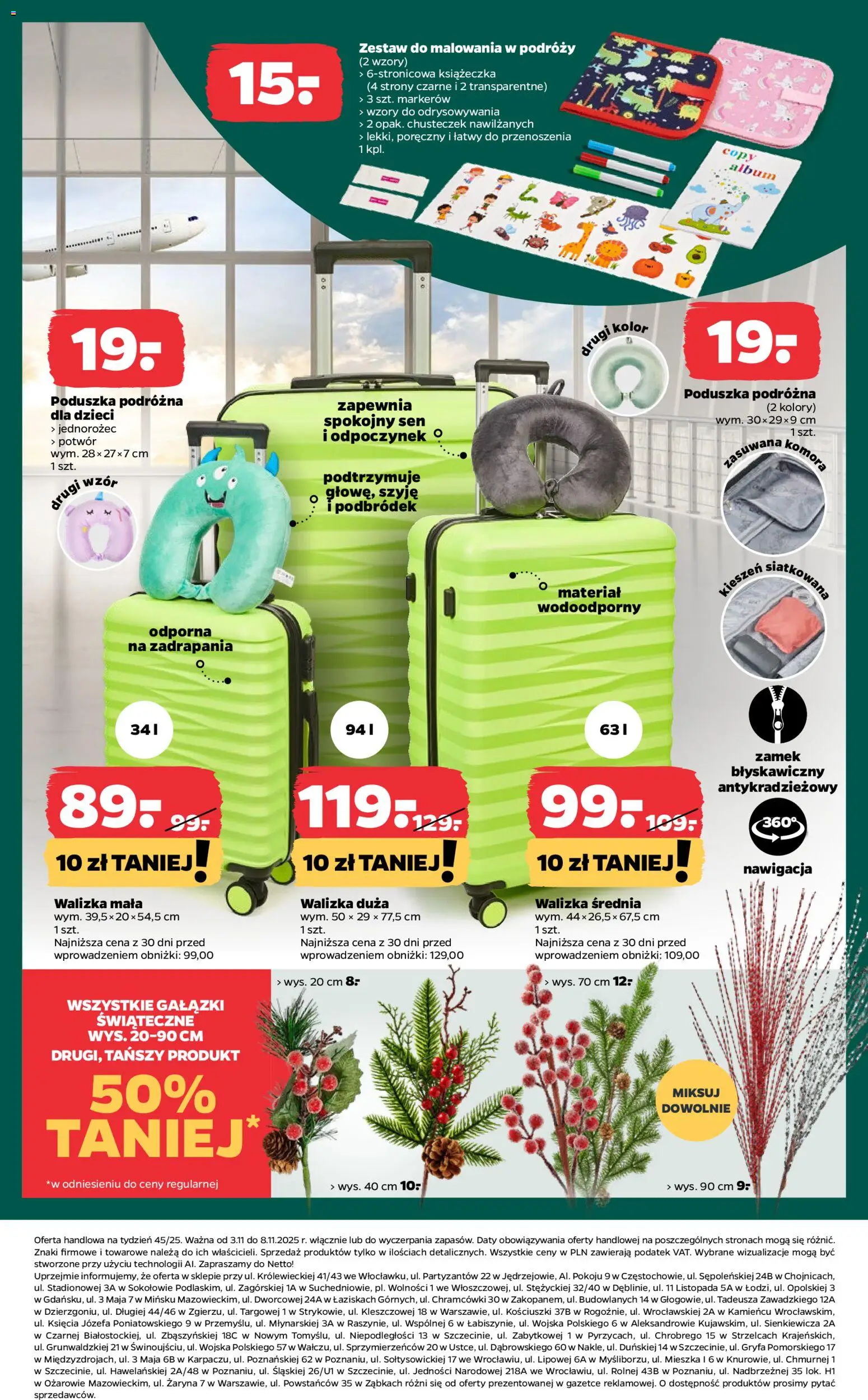 Netto gazetka - Non Food od 03.11.2025 | Strona: 3 | Produkty: Walizka, Nawigacja, Jednorożec, Poduszka