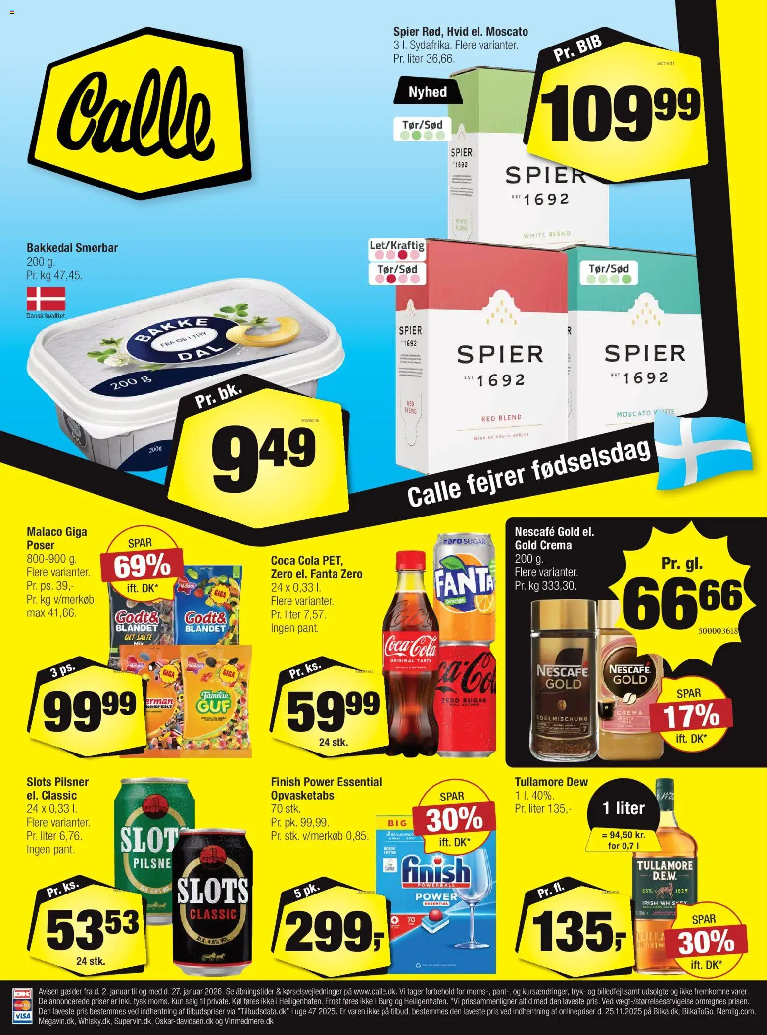 Calle tilbudsavis – gyldig fra 02.01.2026 | Side: 1 | Produkter: Coca Cola, Fanta, Cola