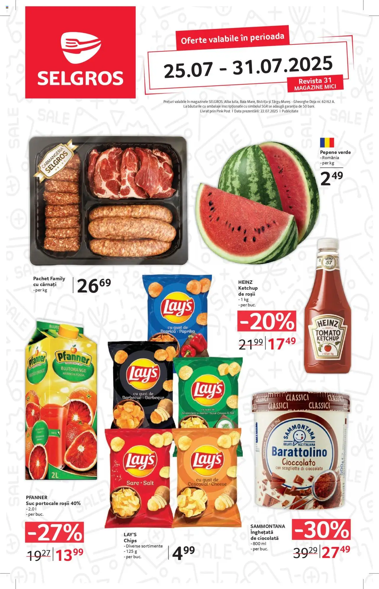 Catalog Selgros - Magazine Mici – valabil de la 25.07.2025 | Pagină: 1 | Produse: Ciocolată, Roșii, Înghețată, Sare