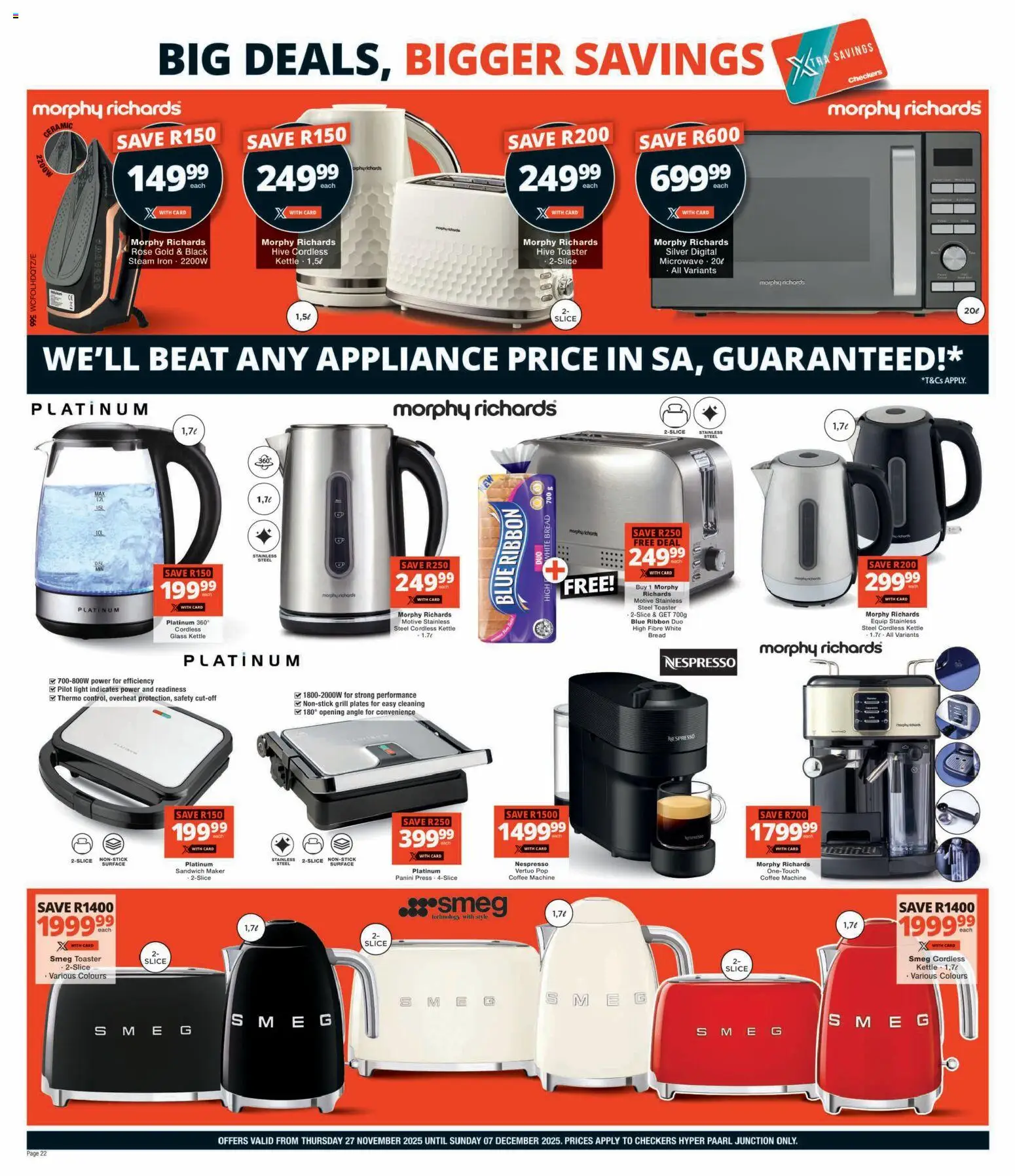 New Checkers catalogue – valid from 27.11.2025 | Page: 22 | Products: Grill, Iron, Toaster, Light