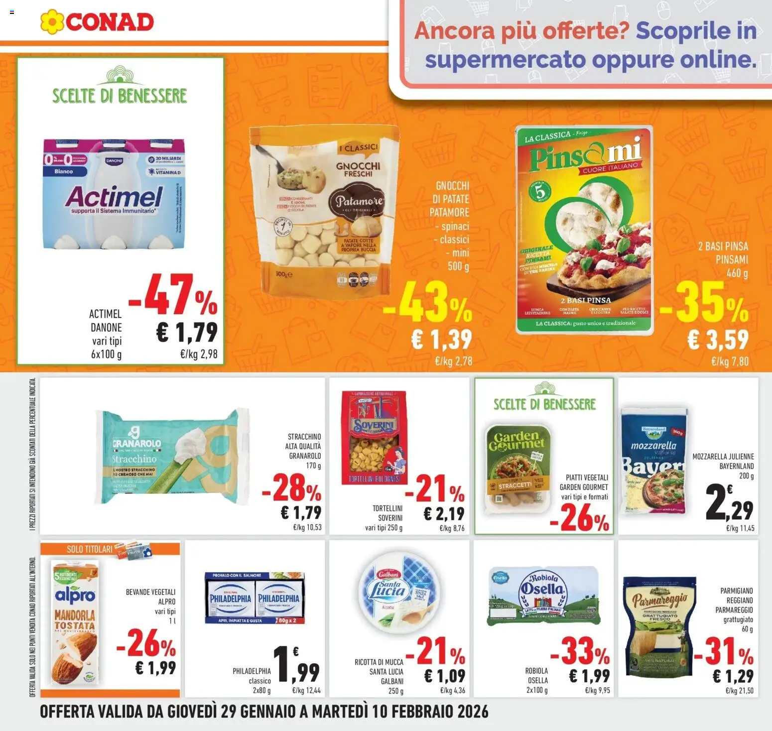 Volantino Conad del 29.01.2026 | Pagina: 18 | Prodotti: Mozzarella, Spinaci, Stracchino, Ricotta