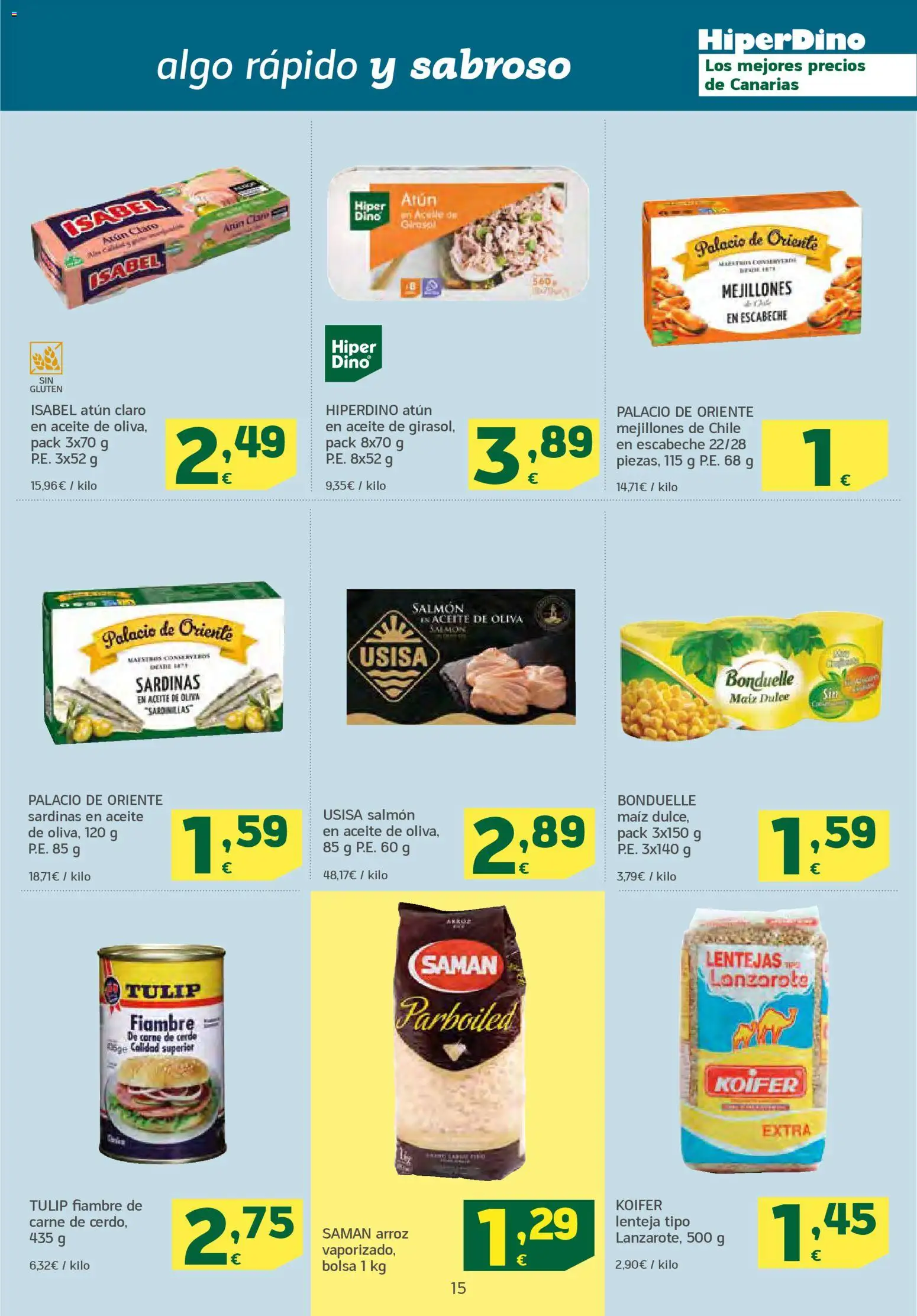 HiperDino folleto │ válido desde el 23.01.2026 | Página: 15 | Productos: Sardinillas, Aceite de oliva, Bolsa, Atún claro