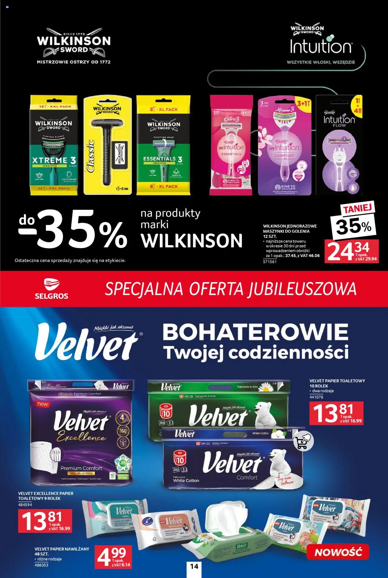 Selgros cash&carry Gazetka - Specjalna oferta jubileuszowa od 31.07.2025 | Strona: 14 | Produkty: Papier toaletowy, Maszynki do golenia