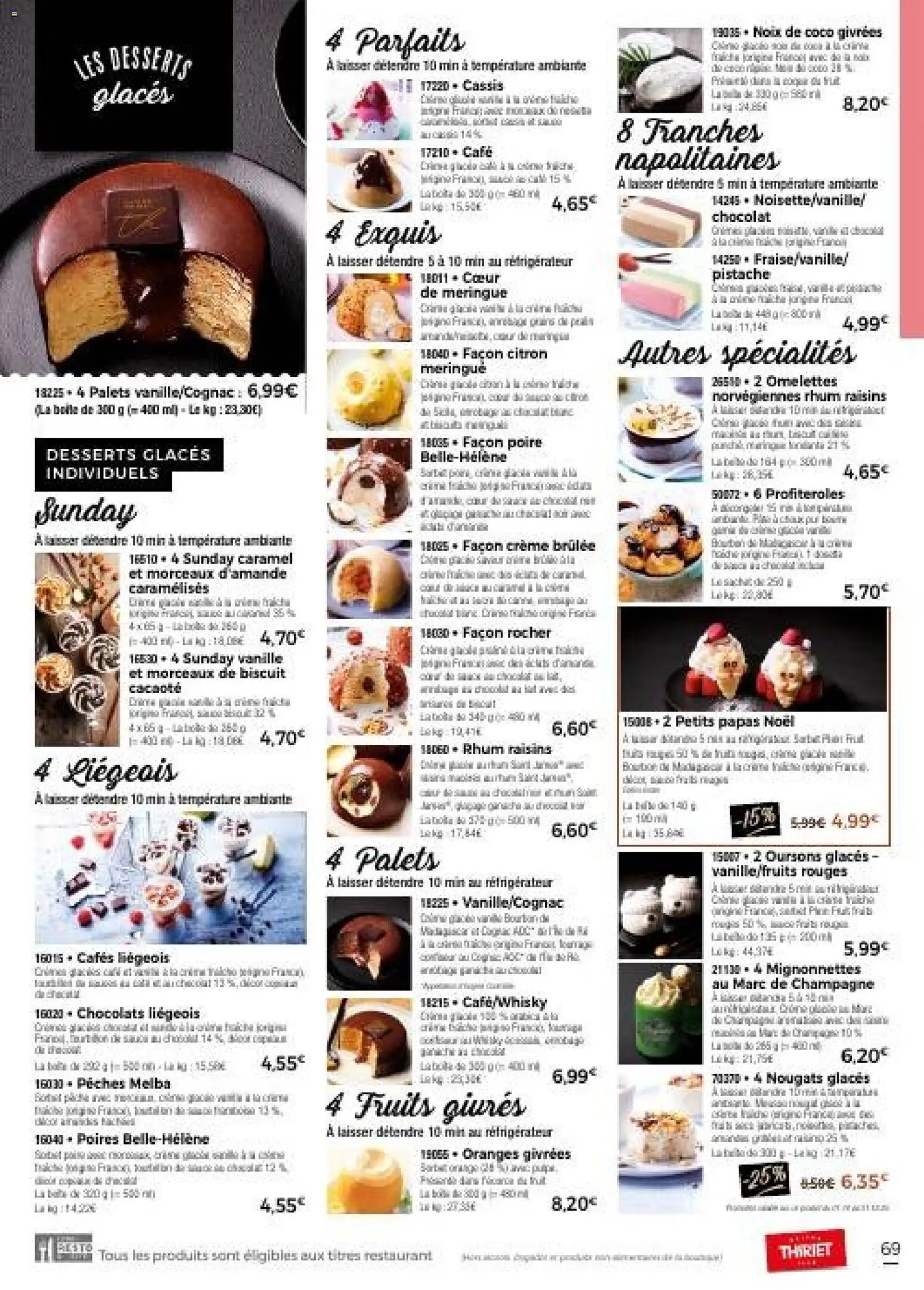 {H1} | Page: 69 | Produits: Glaces, Poire, Champagne, Chocolat