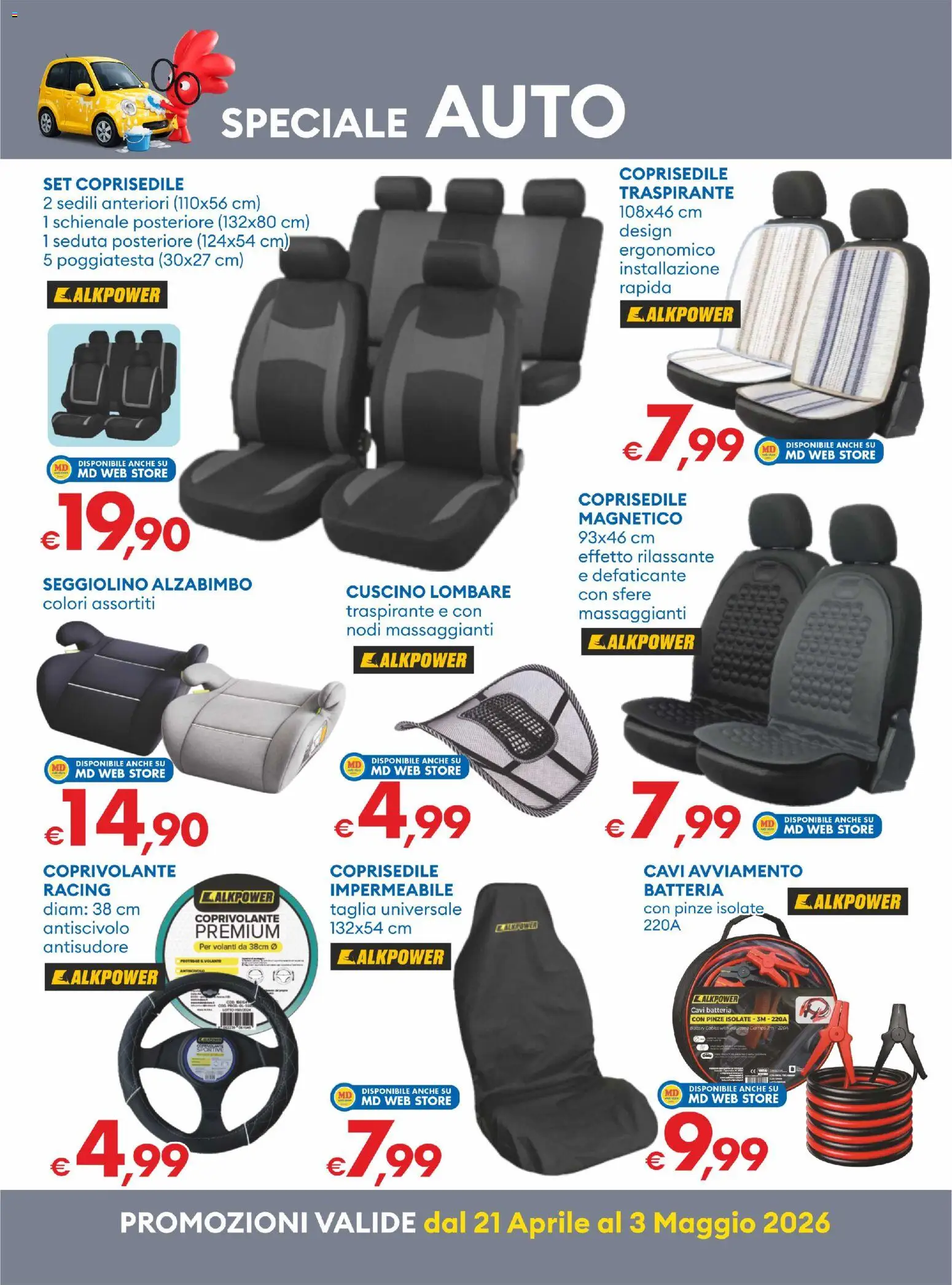 Volantino MD Discount del 21.04.2026 | Pagina: 24 | Prodotti: Seggiolino, Pinze, Cuscino, Batteria