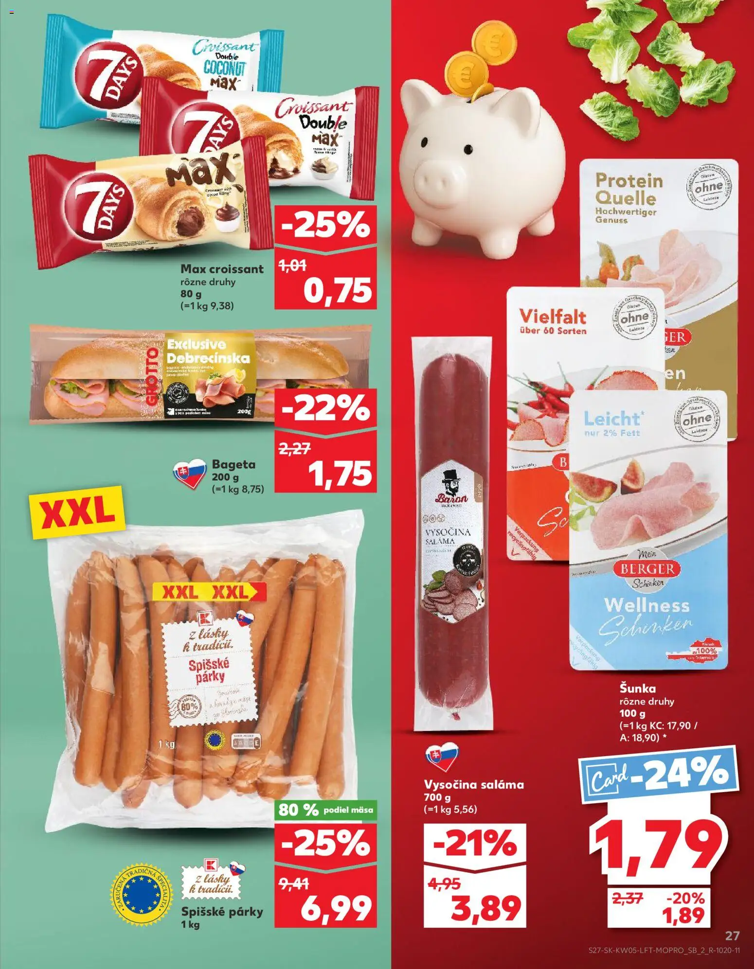 Nové Kaufland akcie – leták je platný od 29.01.2026 | Strana: 27 | Produkty: Saláma, Šunka, Protein, Párky