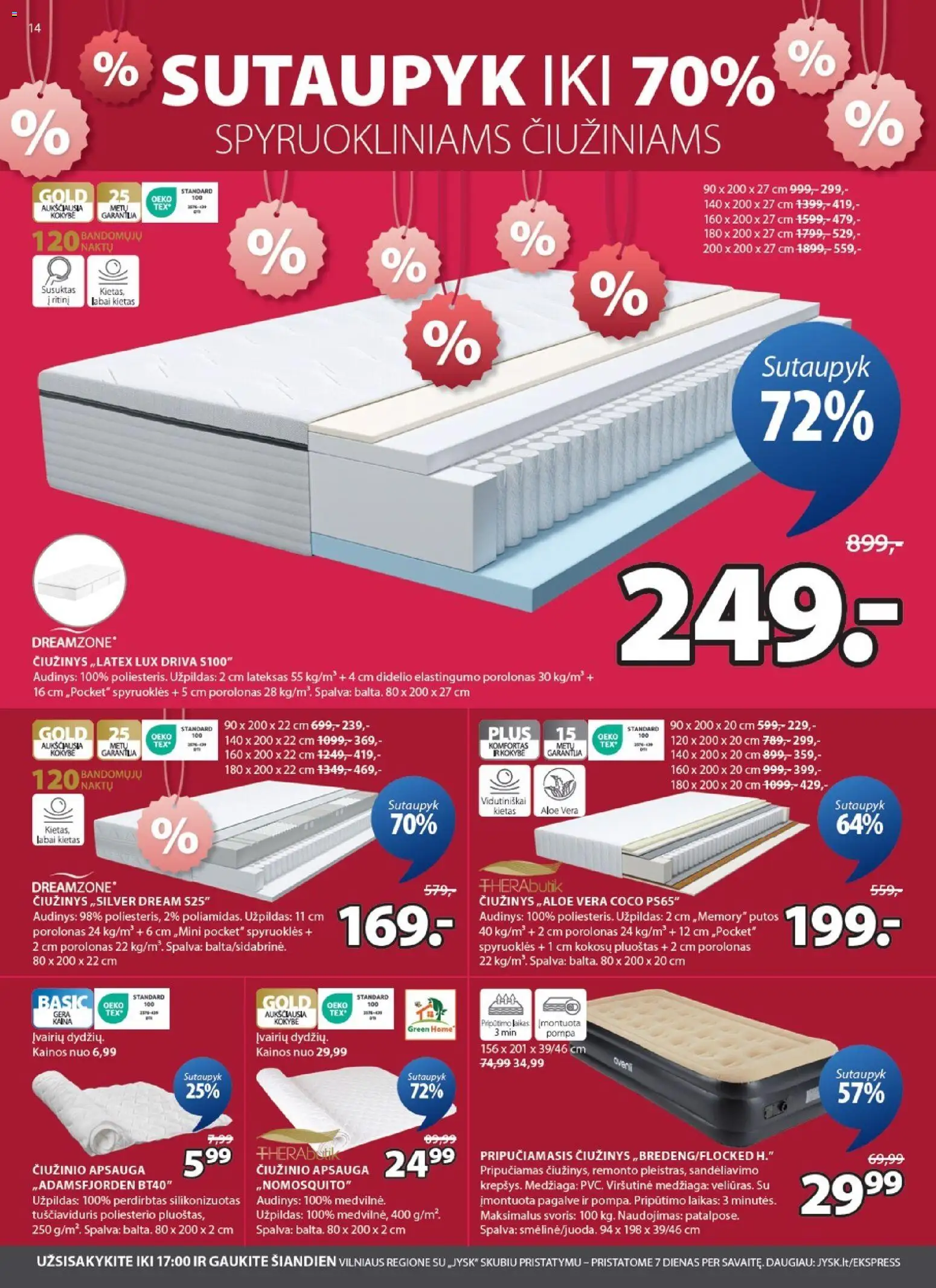 JYSK akcijos nuo 06.01.2026 | Puslapis: 14 | Prekių: Pagalvė, Čiužinys