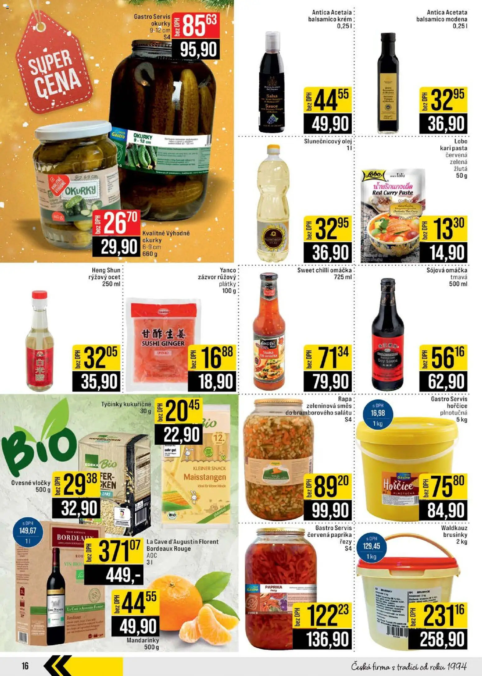 Jip leták - Cash & Carry od 17.12.2025 | Strana: 16 | Produkty: Krém, Okurky, Hořčice, Ovesné vločky