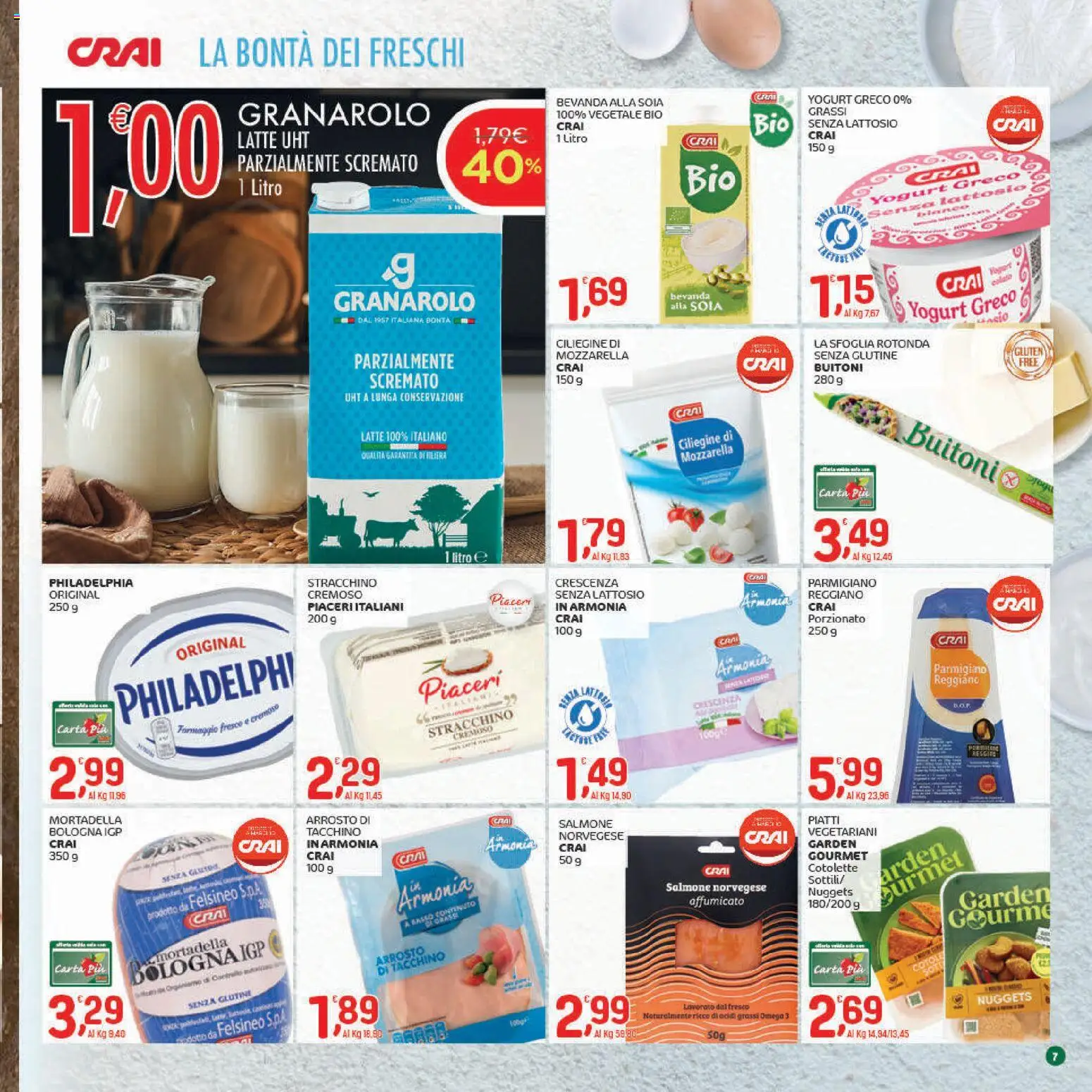 Volantino CRAI del 22.01.2026 | Pagina: 7 | Prodotti: Arrosto, Yogurt, Salmone, Crescenza