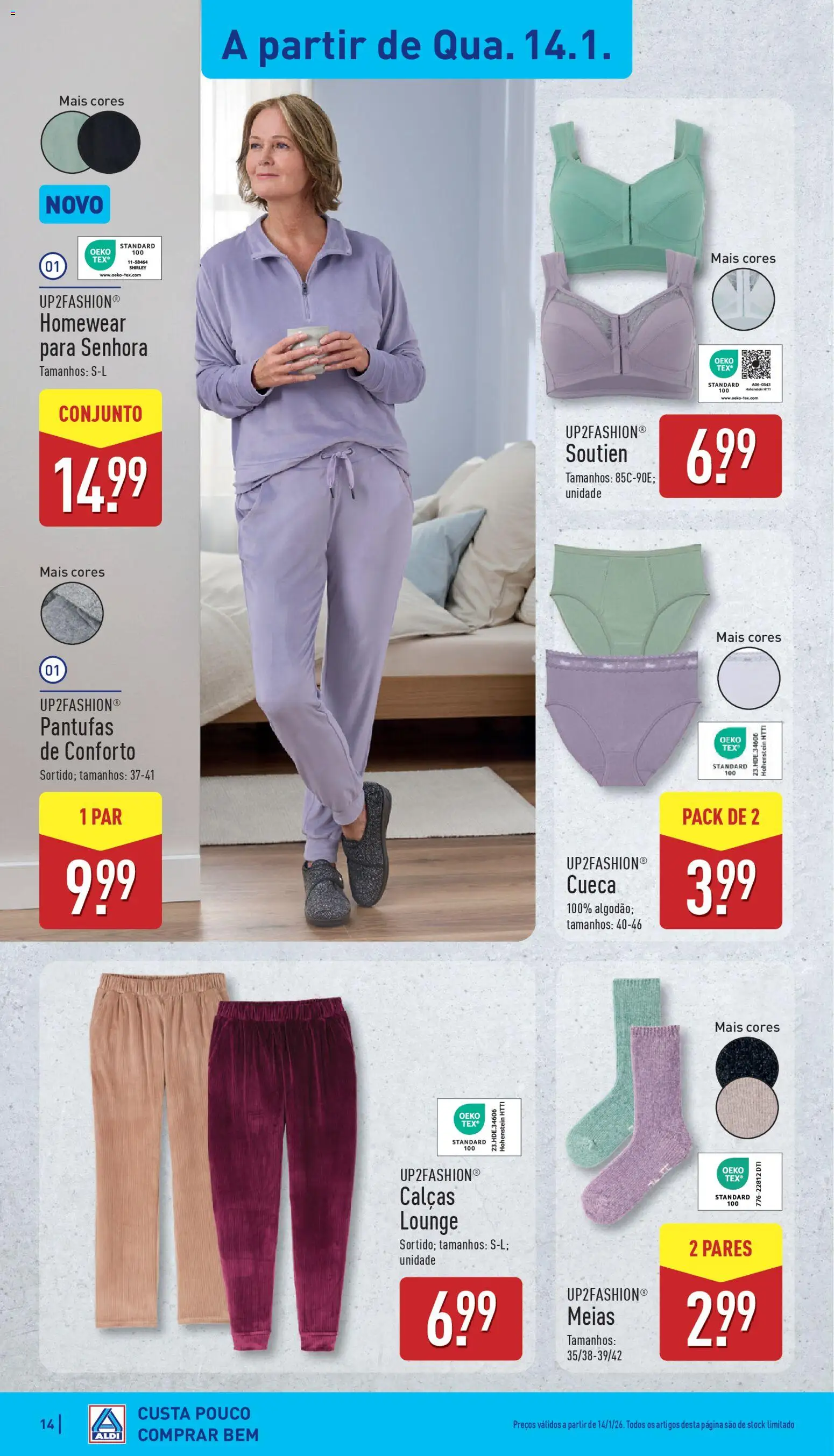 Aldi folheto │ válido de 12.01.2026 | Página: 14 | Produtos: Calças, Meias