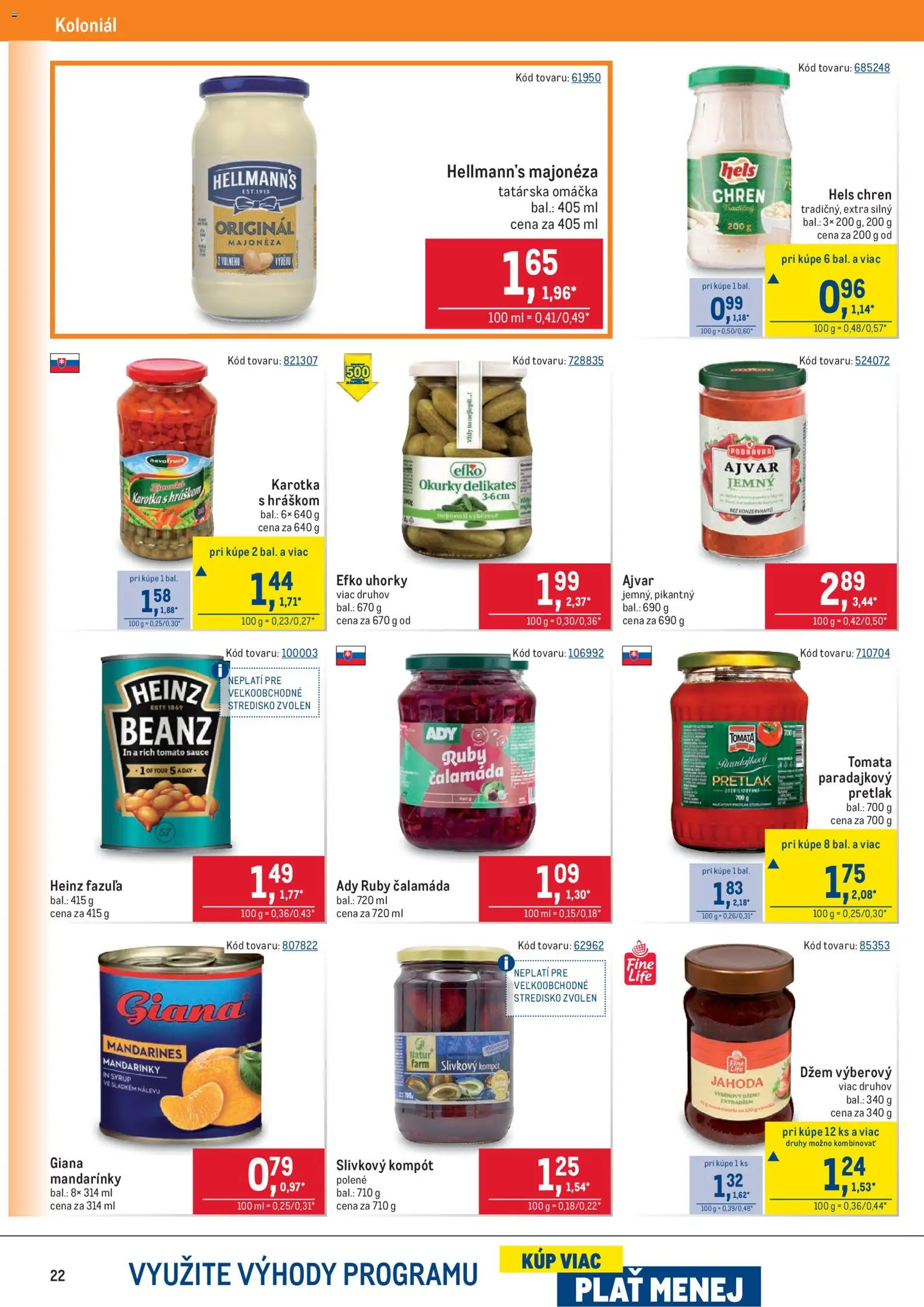 Nové Metro akcie – leták je platný od 25.03.2026 | Strana: 22 | Produkty: Chren, Mandarinky, Omáčka, Uhorky
