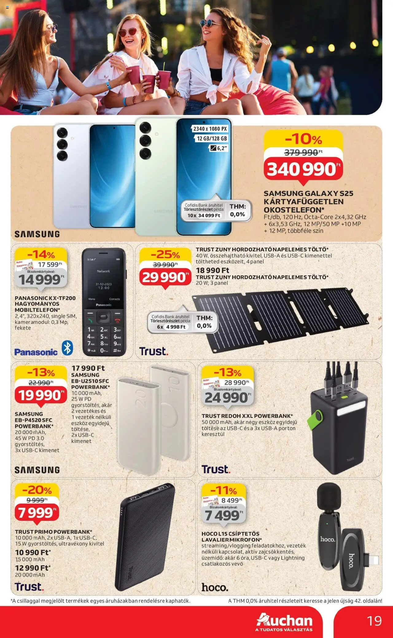 Auchan akciós ujság - amely érvényes a következő dátumtól: 12.06.2025 | Oldal: 19 | Termékek: Powerbank, Smartphone, Samsung