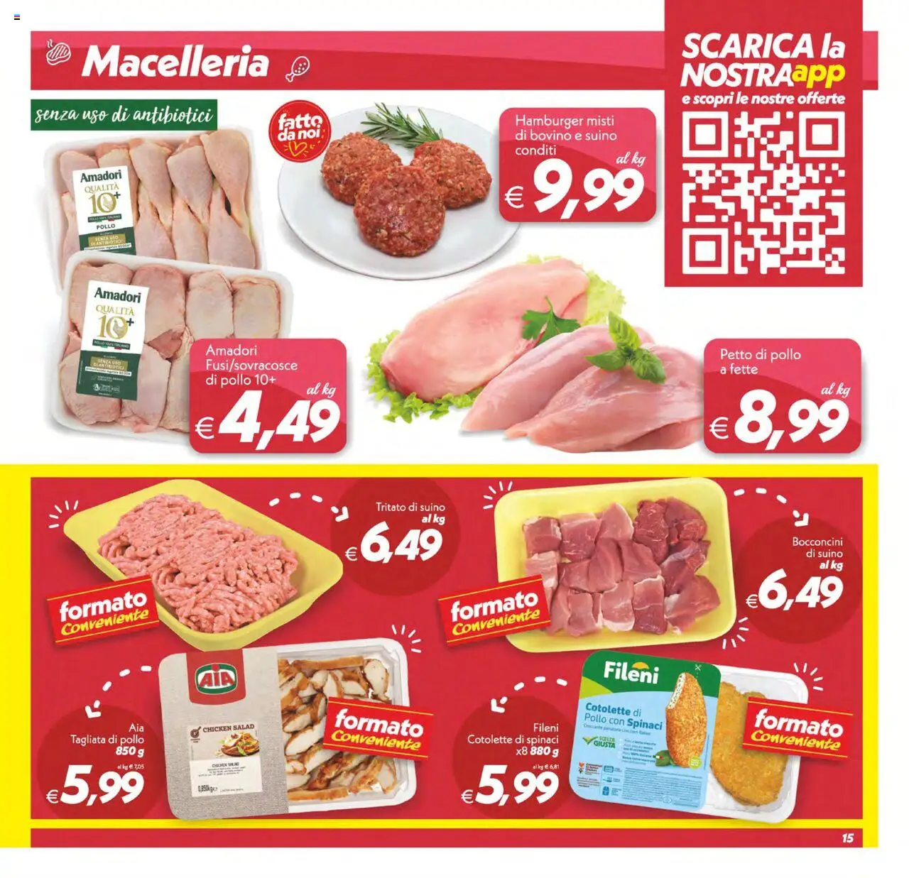Volantino SuperConveniente del 13.10.2025 | Pagina: 15 | Prodotti: Bovino, Pollo, Spinaci, Hamburger