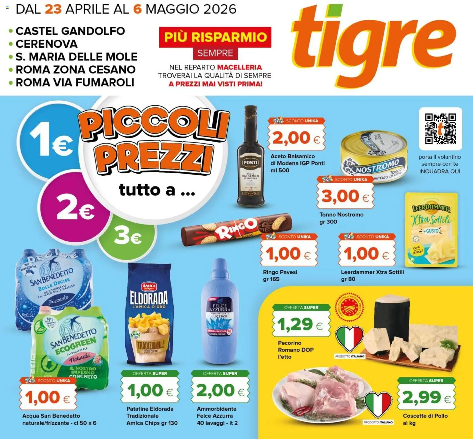 Volantino Tigre del 23.04.2026 | Pagina: 1 | Prodotti: Ammorbidente, Patatine, Acqua, Aceto