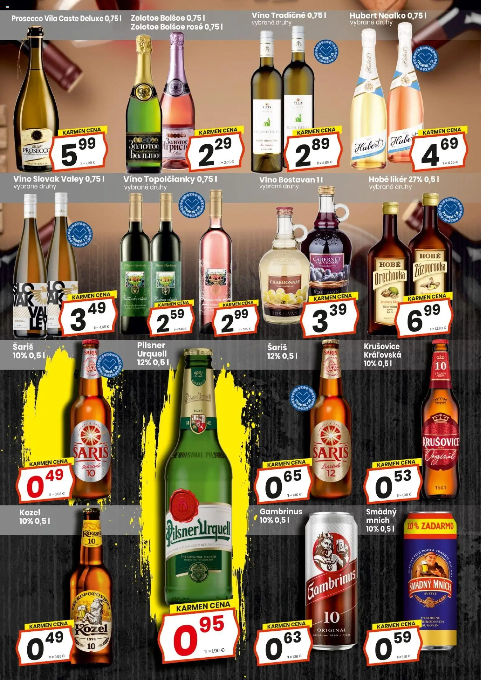 Nové KARMEN CBA akcie – leták je platný od 20.11.2025 | Strana: 13 | Produkty: Pivo, Víno, Šariš, Smädný Mních