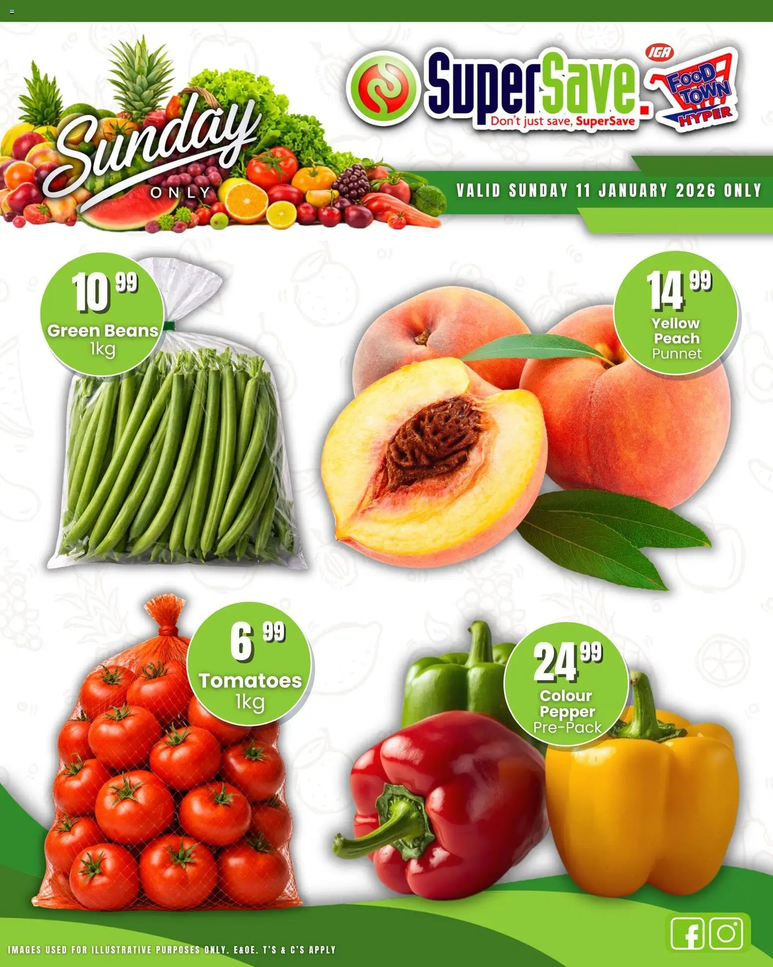 New Super Save catalogue – valid from 11.01.2026 | Page: 16 | Products: Beans, Tomatoes, Pepper, Peach