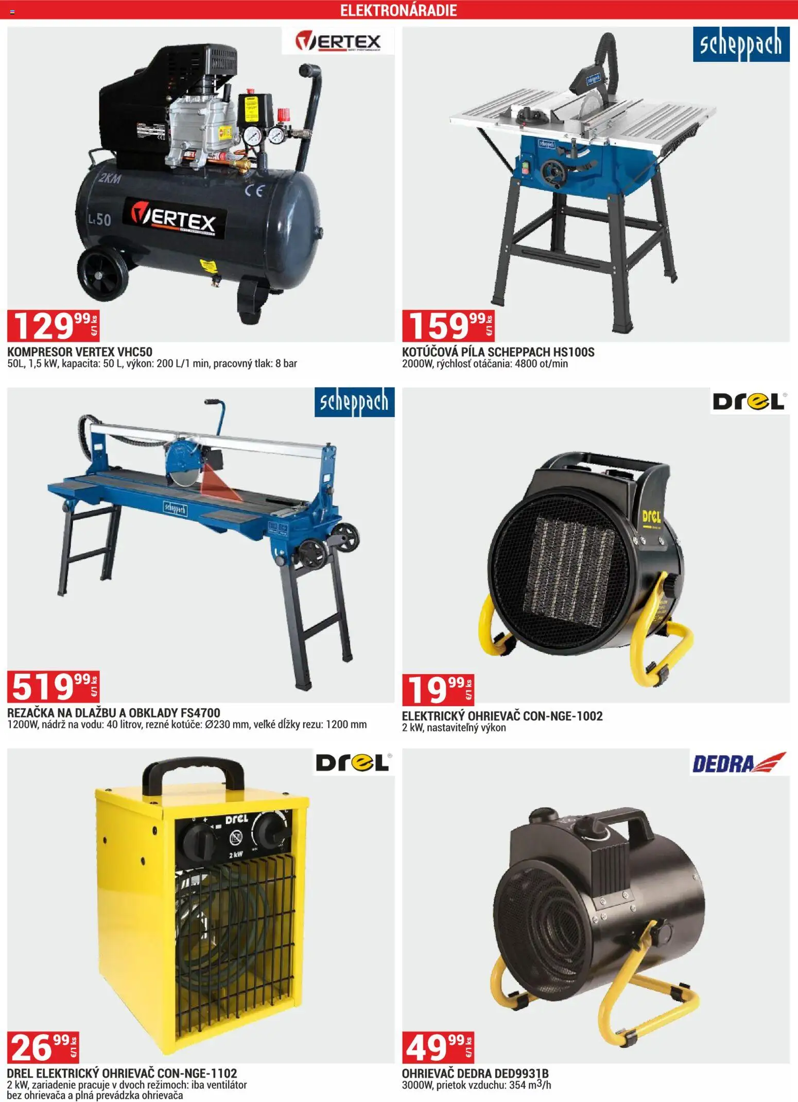 Nové Merkury Market akcie – leták je platný od 01.11.2025 | Strana: 33 | Produkty: Rezačka na dlažbu, Kompresor, Ventilátor, Píla