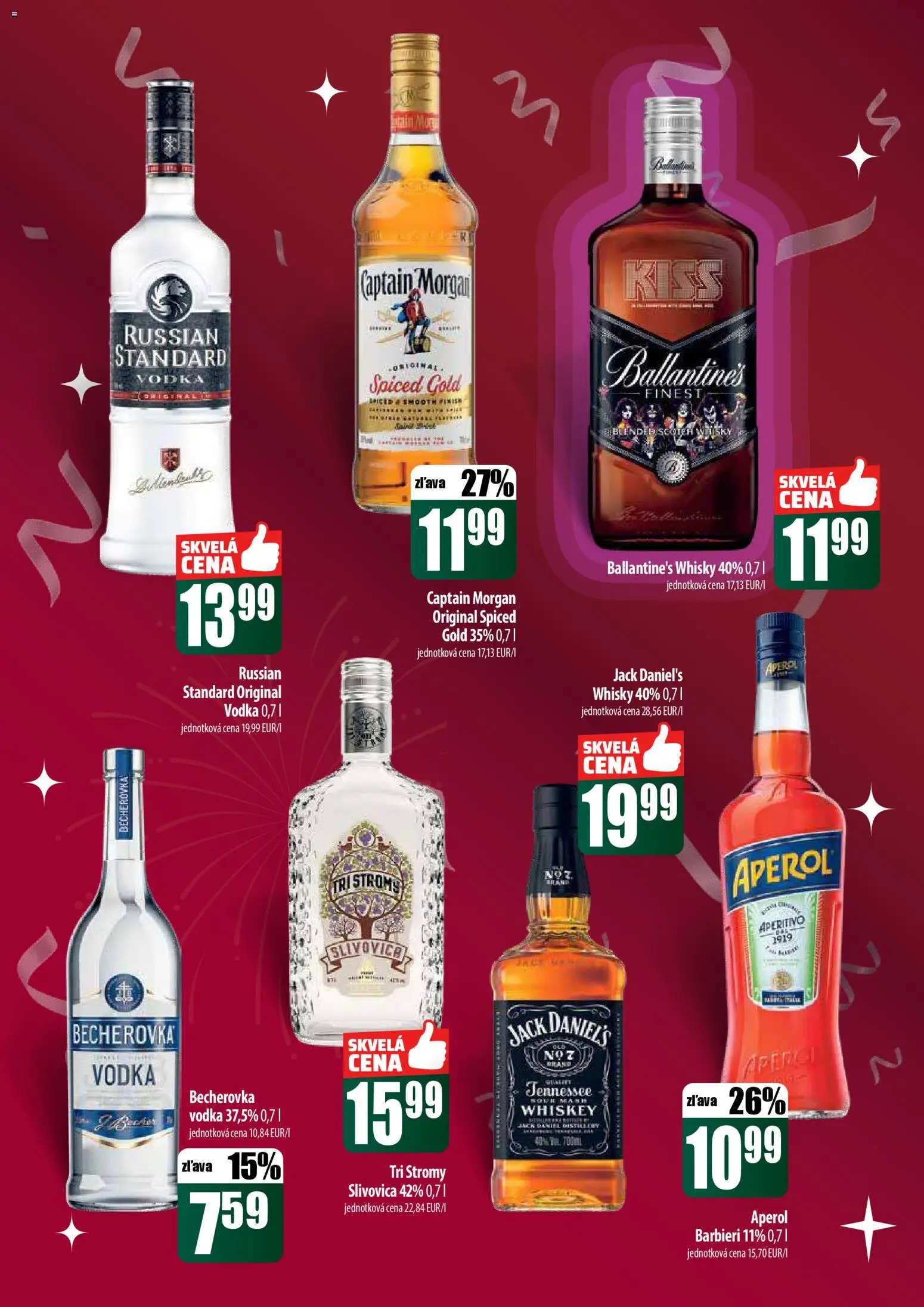 Nové COOP Jednota akcie – leták je platný od 22.12.2025 | Strana: 51 | Produkty: Slivovica, Vodka, Whisky, Aperol