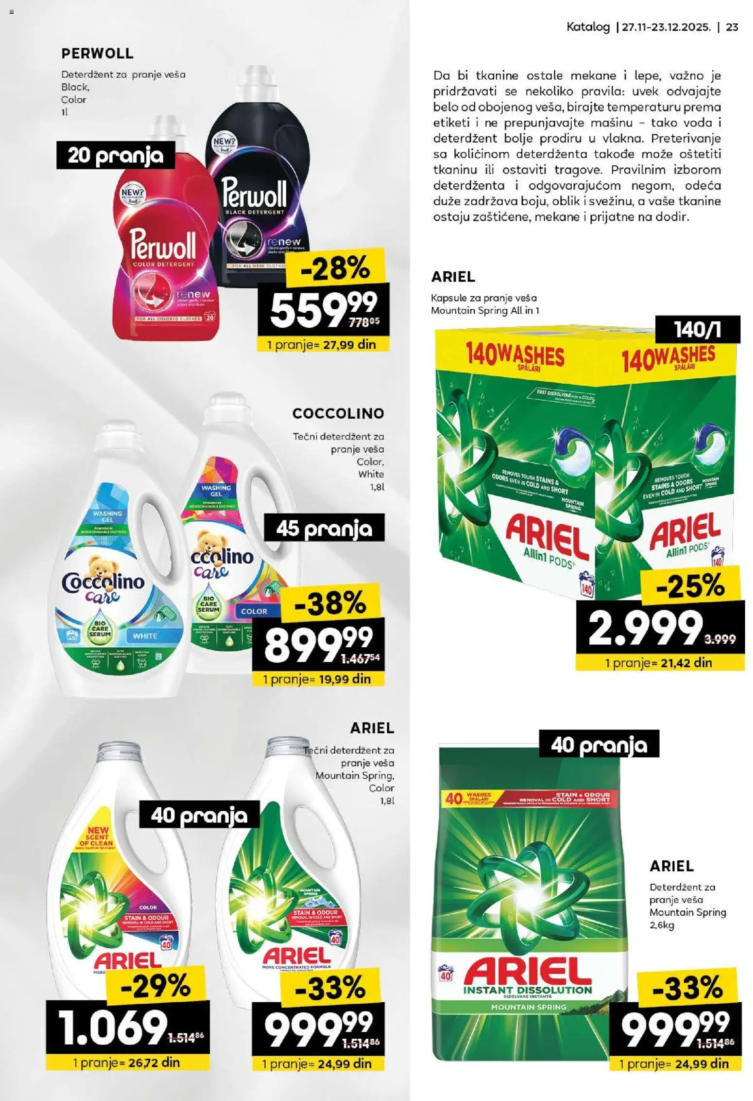 Roda katalog - važi od 27.11.2025 | Strana: 23 | Proizvode: Deterdžent, Ariel, Voda, Odeća