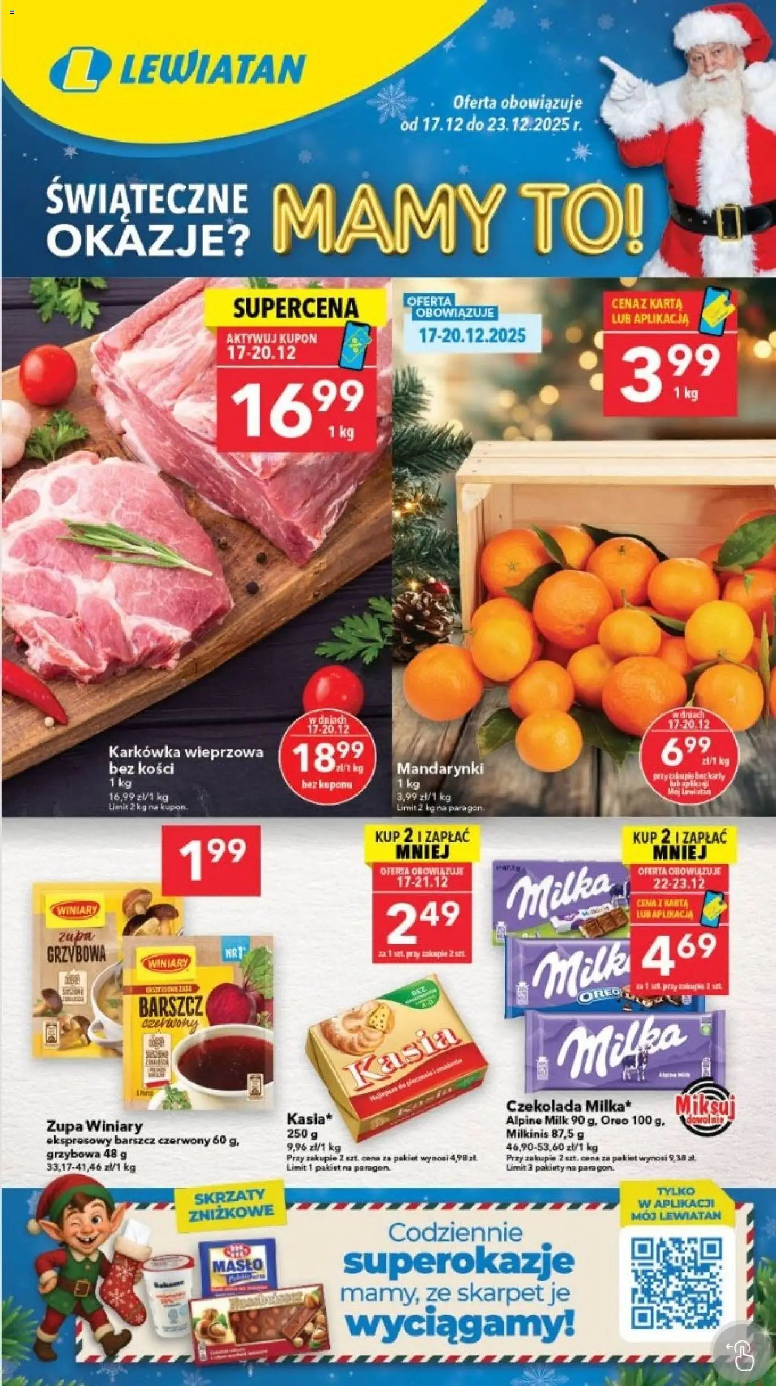 Lewiatan gazetka - Szczecin od 17.12.2025 | Strona: 1 | Produkty: Karkówka wieprzowa, Zupa, Masło, Czekolada