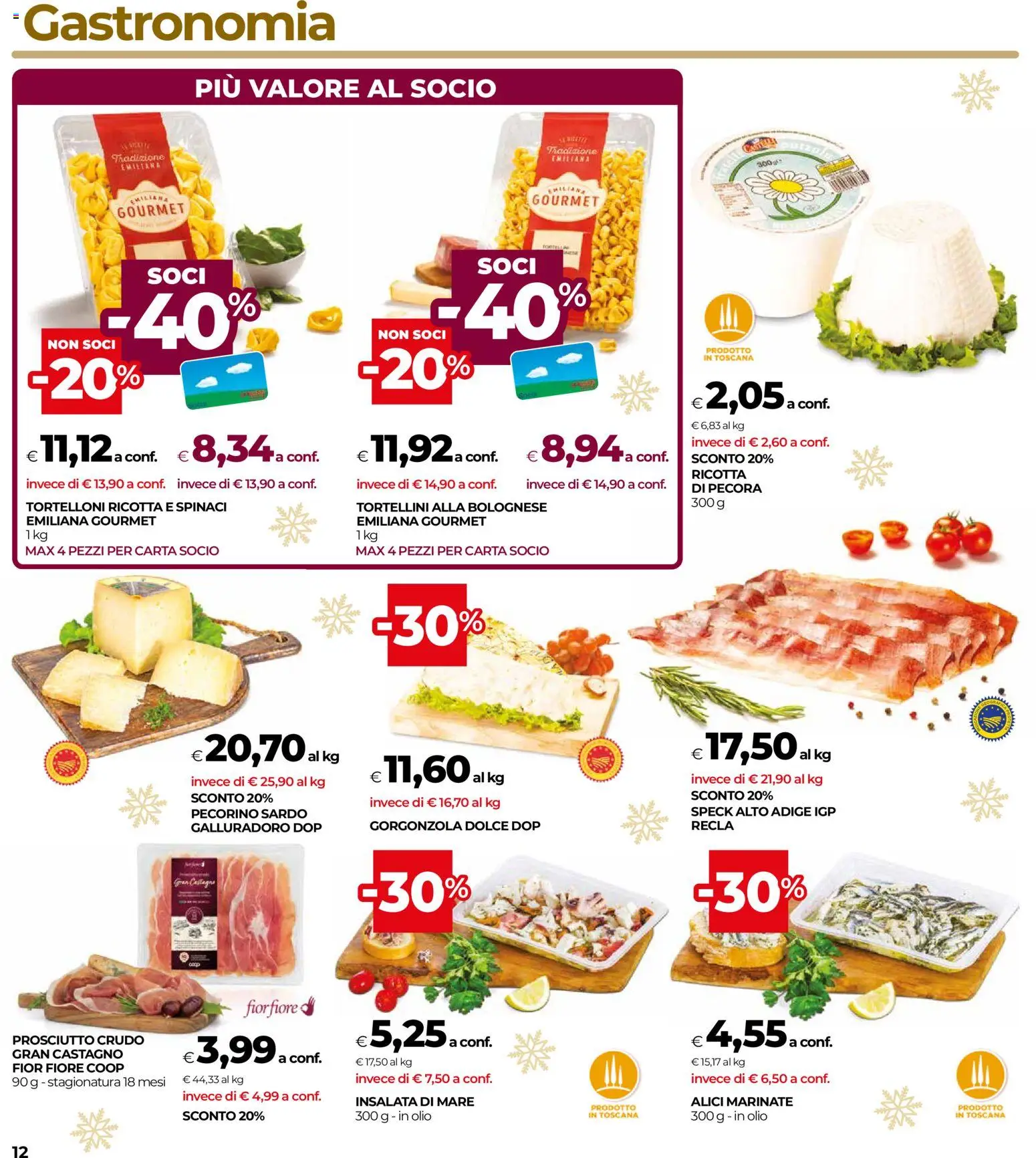 Volantino COOP del 04.12.2025 | Pagina: 12 | Prodotti: Speck, Prosciutto Crudo, Spinaci, Tortelloni