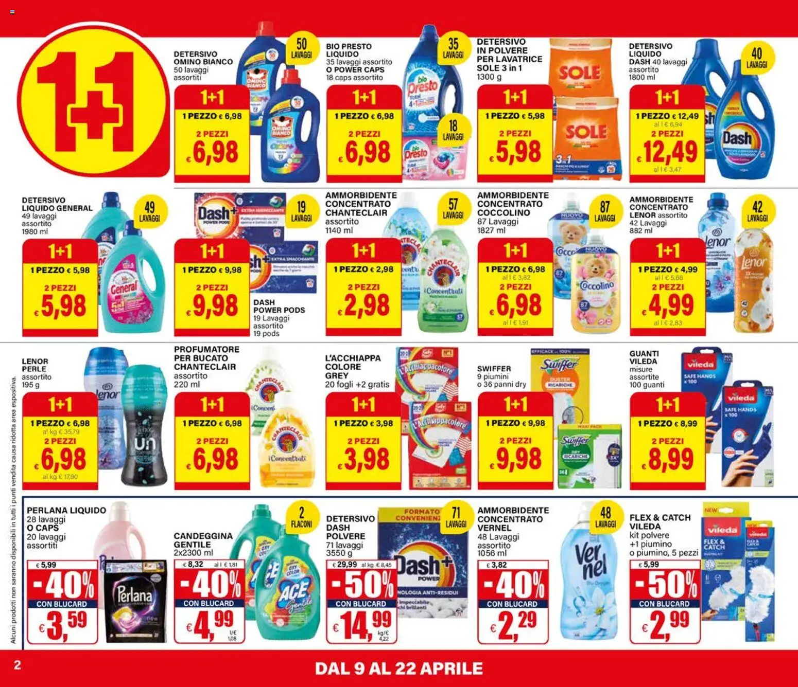Volantino Il Gigante del 09.04.2026 | Pagina: 2 | Prodotti: Ammorbidente, Candeggina, Guanti, Lavatrice