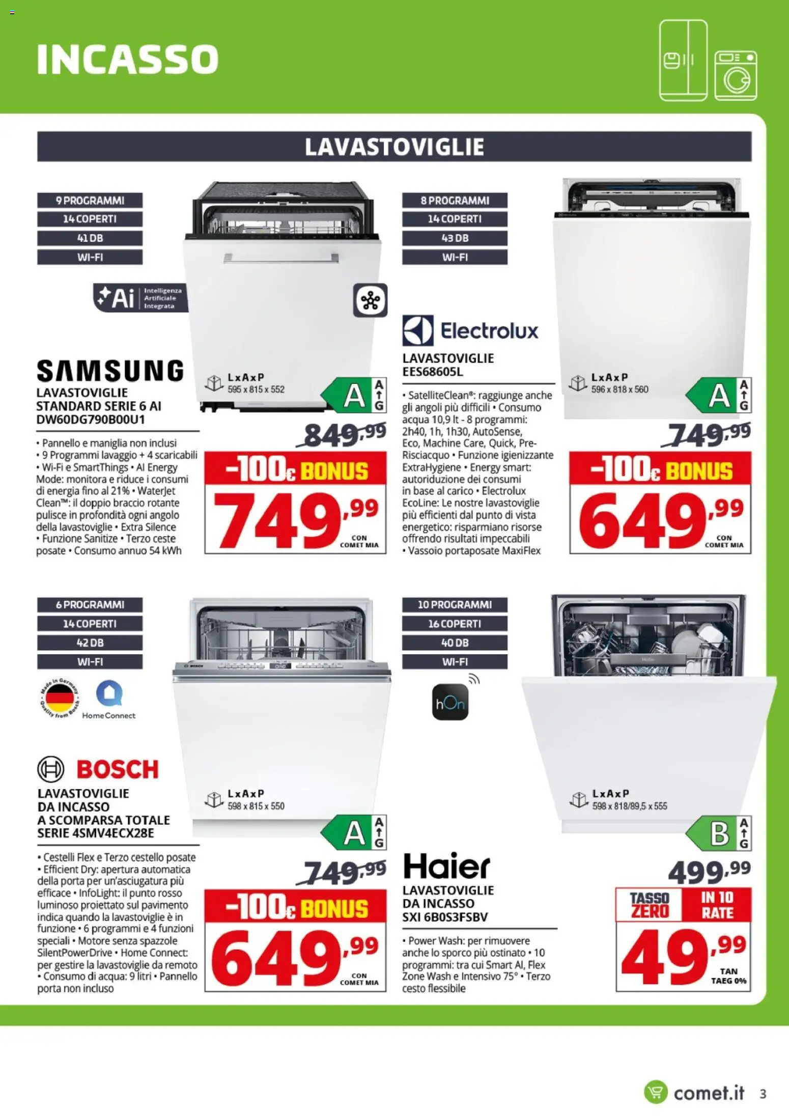 Volantino Comet del 13.04.2026 | Pagina: 3 | Prodotti: Posate, Pavimento, Acqua, Vassoio