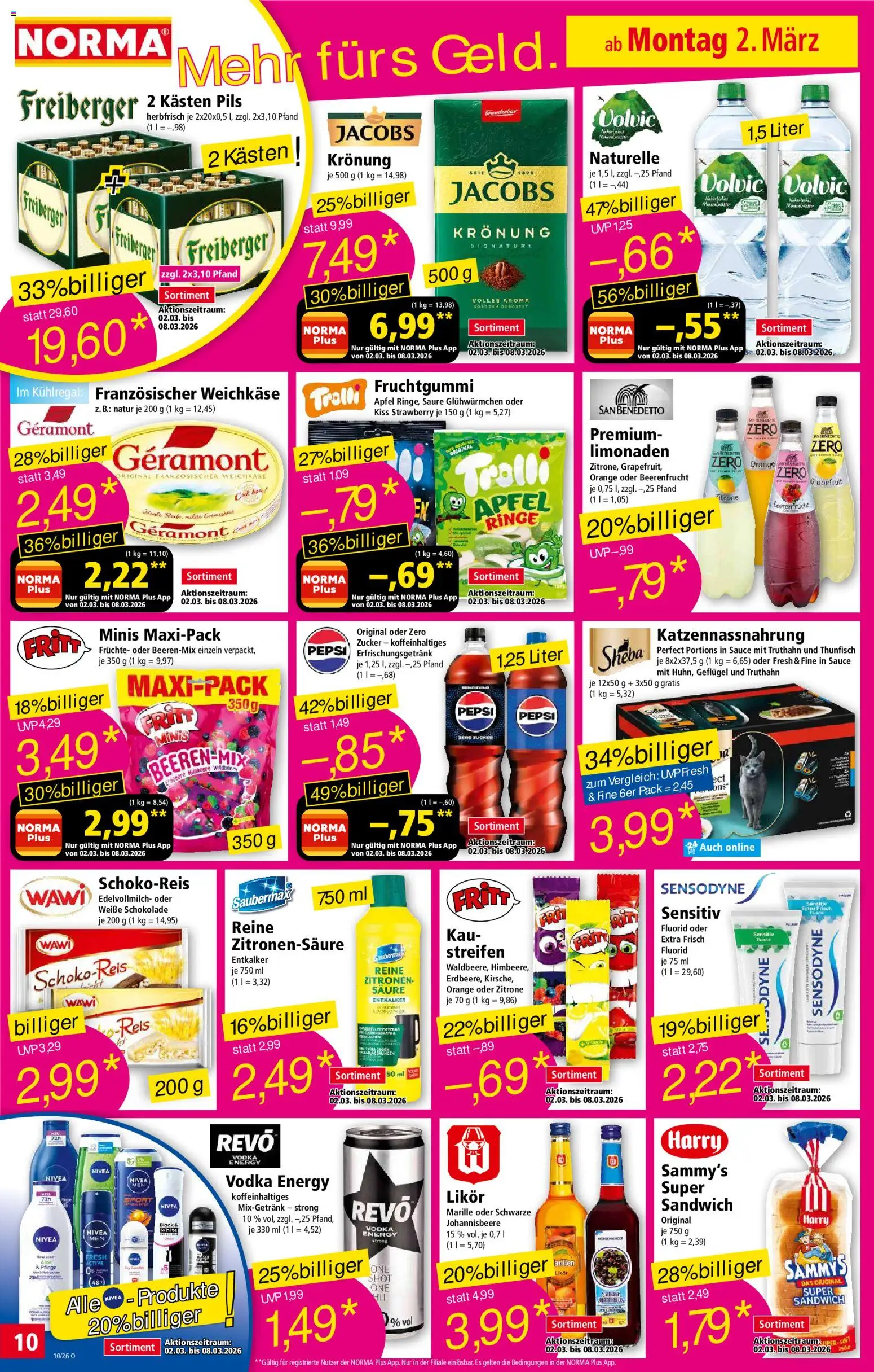Norma Prospekt 	 – gültig ab 02.03.2026 | Seite: 10 | Produkte: Energy, Schokolade, Zucker, Vodka