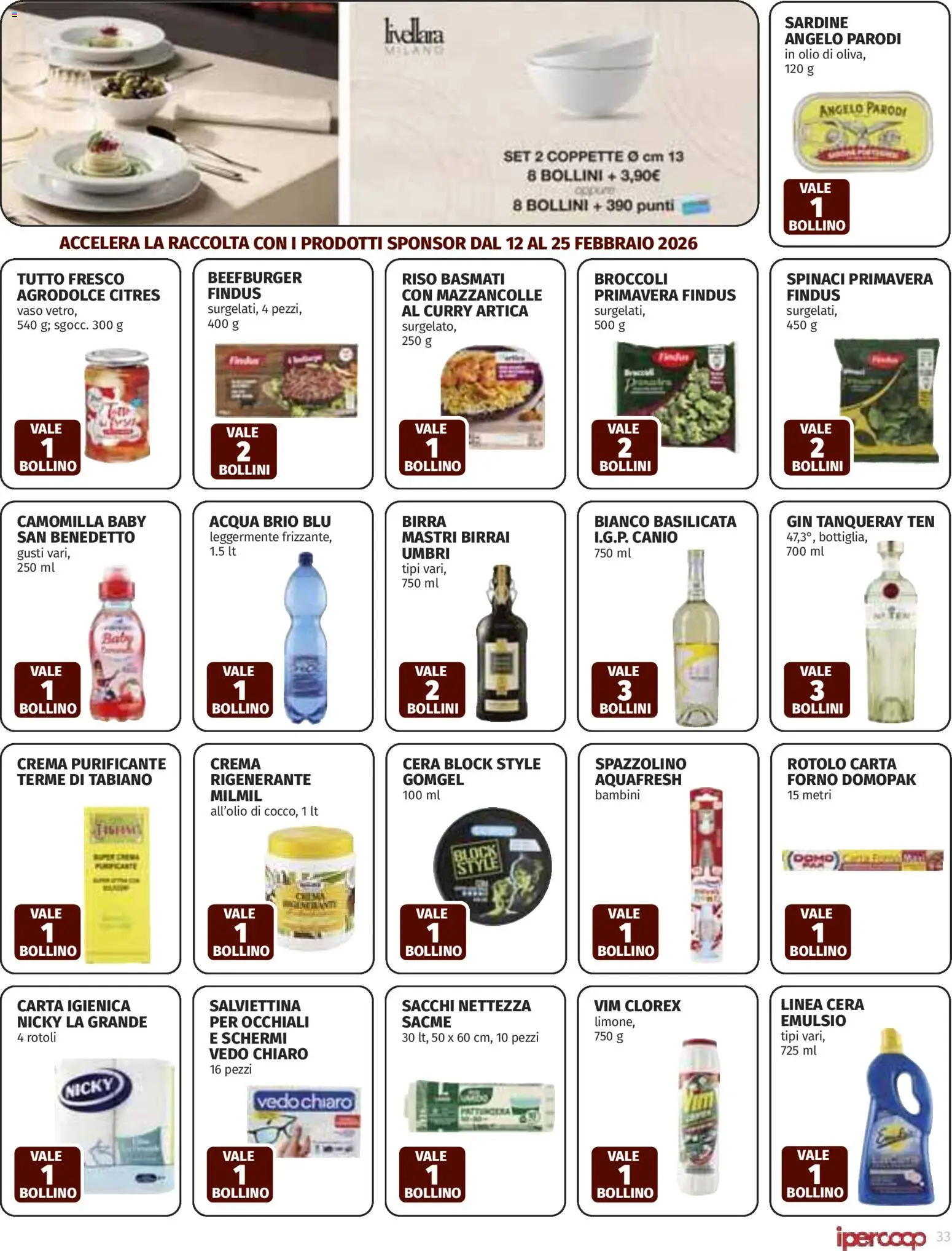 Volantino Ipercoop del 12.02.2026 | Pagina: 33 | Prodotti: Mazzancolle, Broccoli, Forno, Vaso