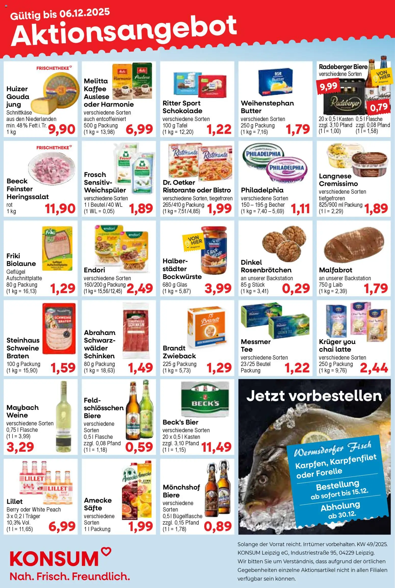 KONSUM Leipzig Prospekt – gültig ab 01.12.2025 | Seite: 1 | Produkte: Melitta, Kaffee, Messmer, Ritter sport