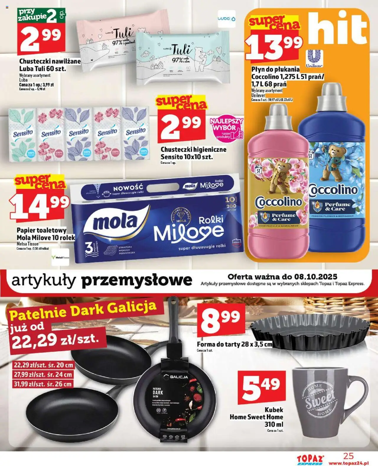 Topaz Gazetka - Express od 02.10.2025 | Strona: 25 | Produkty: Rolki, Coccolino, Artykuły przemysłowe, Patelnie