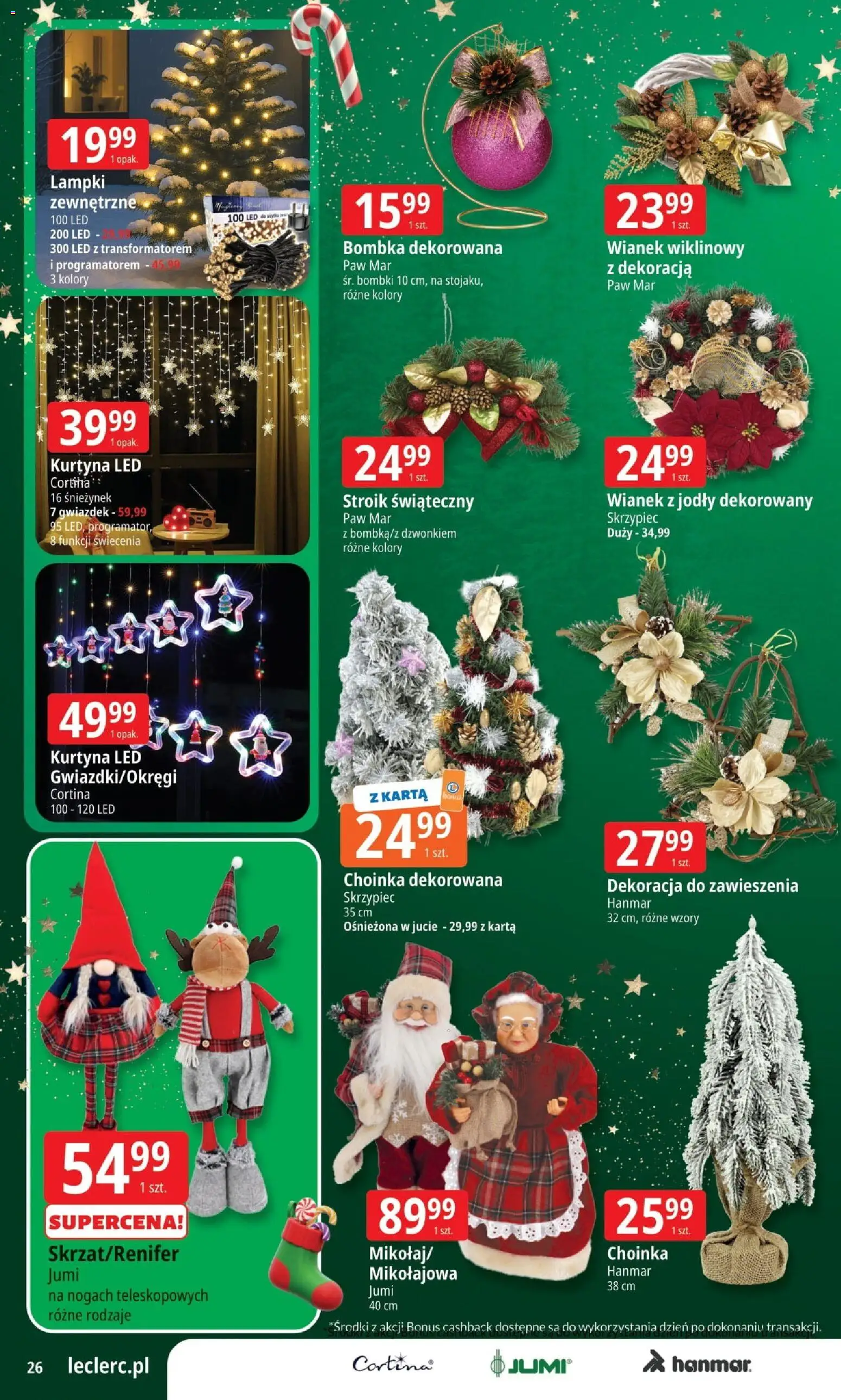 E.Leclerc Gazetka - Warszawa Jerozolimskie od 25.11.2025 | Strona: 26 | Produkty: Karta, Choinka, Lampki