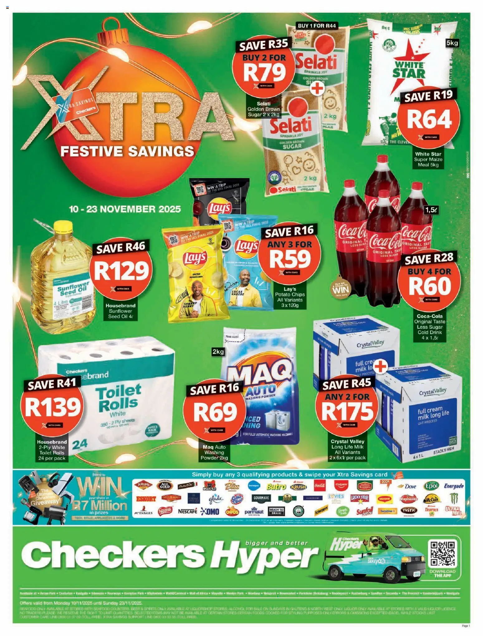 New Checkers catalogue – valid from 09.11.2025 | Page: 1 | Products: Maize meal, Oil, Powder, Seafood
