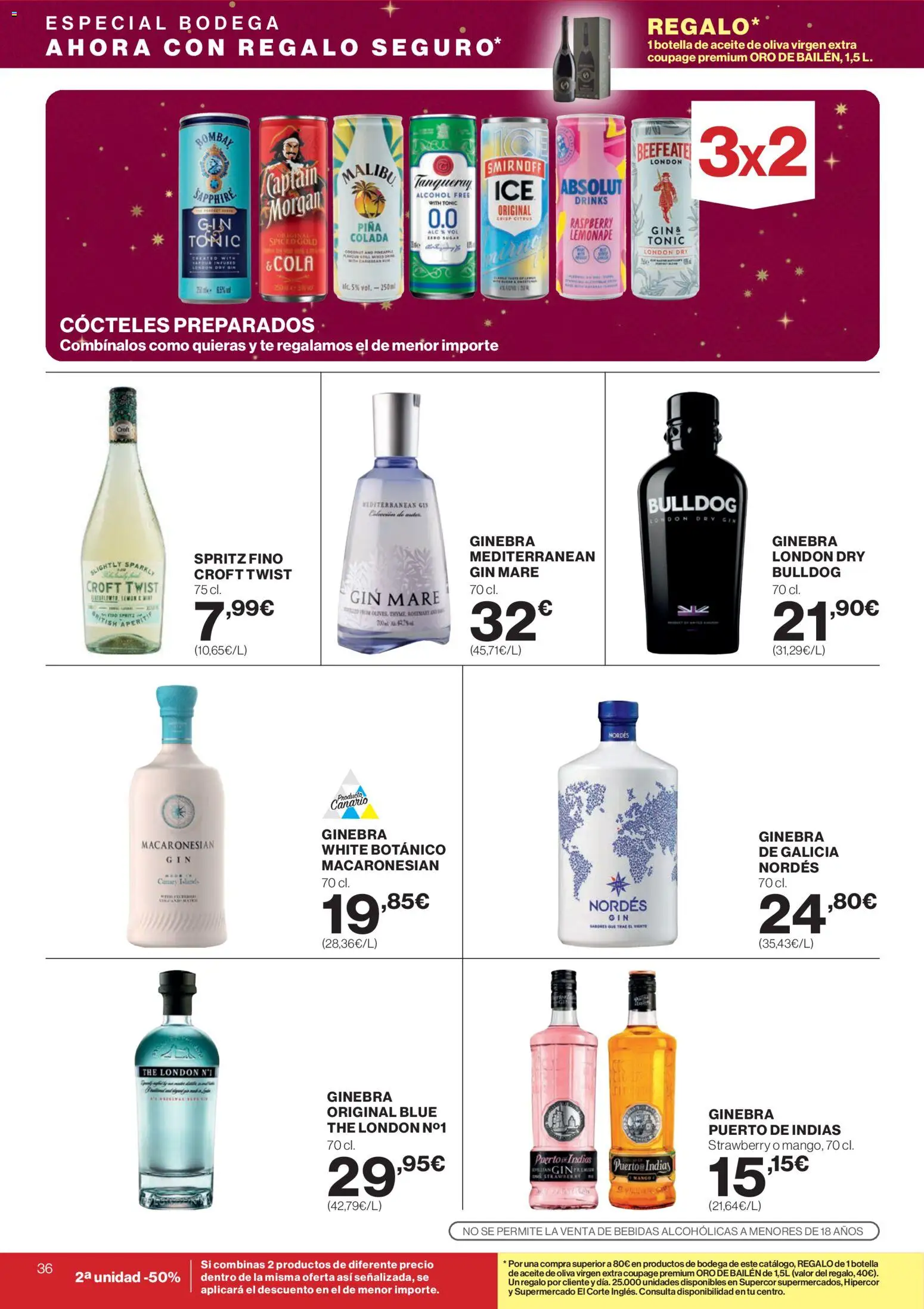 Supercor Canarias │ válido desde el 18.12.2025 | Página: 36 | Productos: Aceite, Piña, Ginebra, Ρούτερ