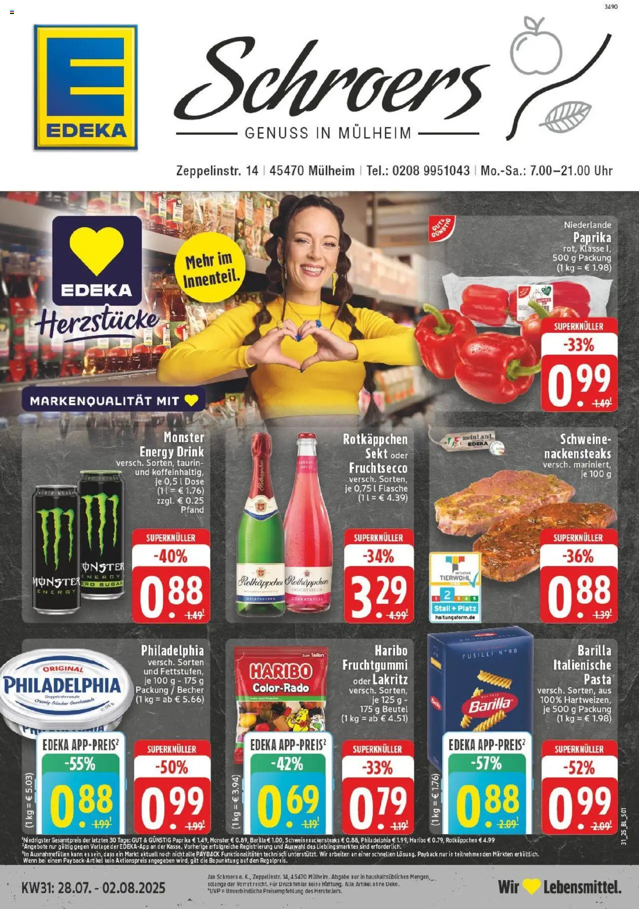 Edeka prospekt Mülheim An Der Ruhr	 - gültig ab dem 27.07.2025 | Seite: 1 | Produkte: Granatapfel, Sekt, Monster, Steak