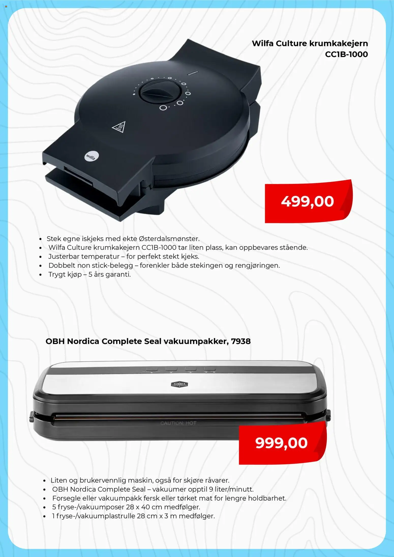 {H1} | Side: 5 | Produkter: Krumkakejern, Суміш дитяча