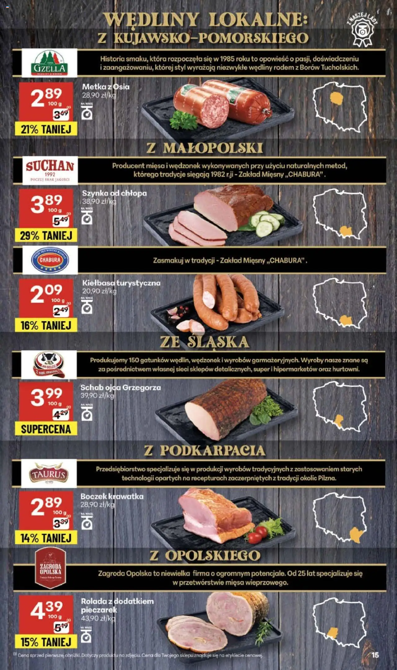 Delikatesy Centrum Gazetka od 23.10.2025 | Strona: 15 | Produkty: Kiełbasa, Schab, Boczek, Wędliny