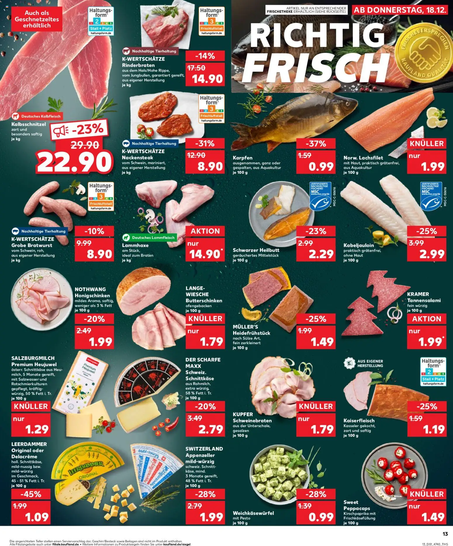 Kaufland prospekt Hannover	 – gültig ab 18.12.2025 | Seite: 13 | Produkte: Rinderbraten, Bratwurst, Salami, Steak
