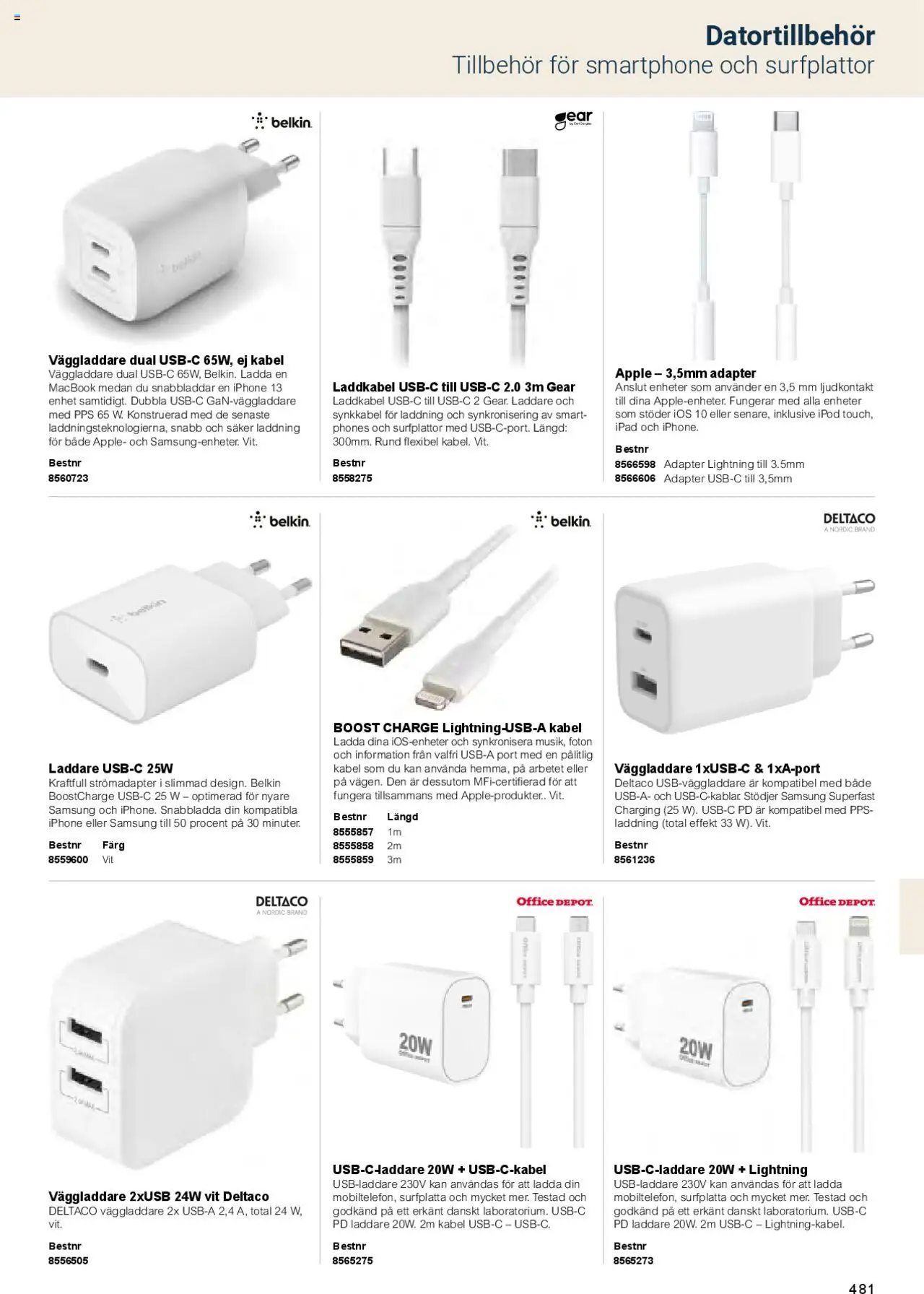 Office Depot reklamblad aktuell från 01.02.2025 | Sida: 483 | Produkter: Äpple, Smartphone, Väggladdare, Adapter