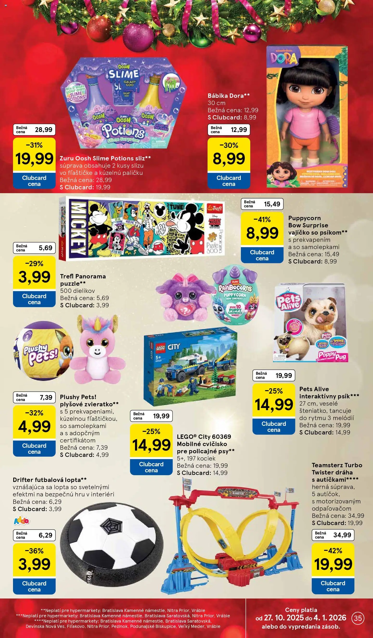 Nové Tesco akcie – leták je platný od 12.11.2025 | Strana: 35 | Produkty: LEGO, Lopta, Puzzle