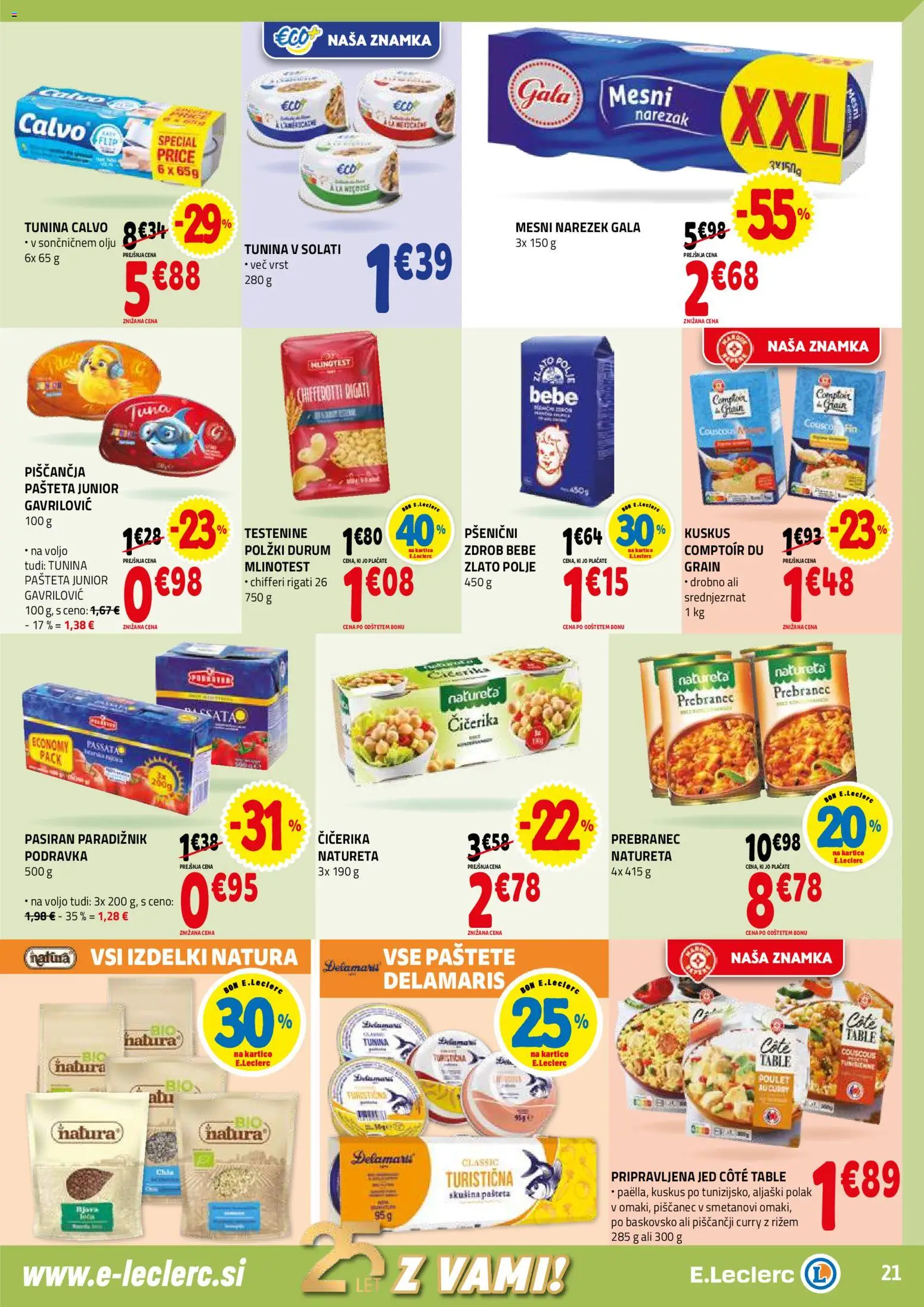 Novi E.leclerc katalog ponudbe – veljaven od 12.11.2025 | Stran: 21 | Izdelki: Zdrob, Pašteta, Narezek, Testenine